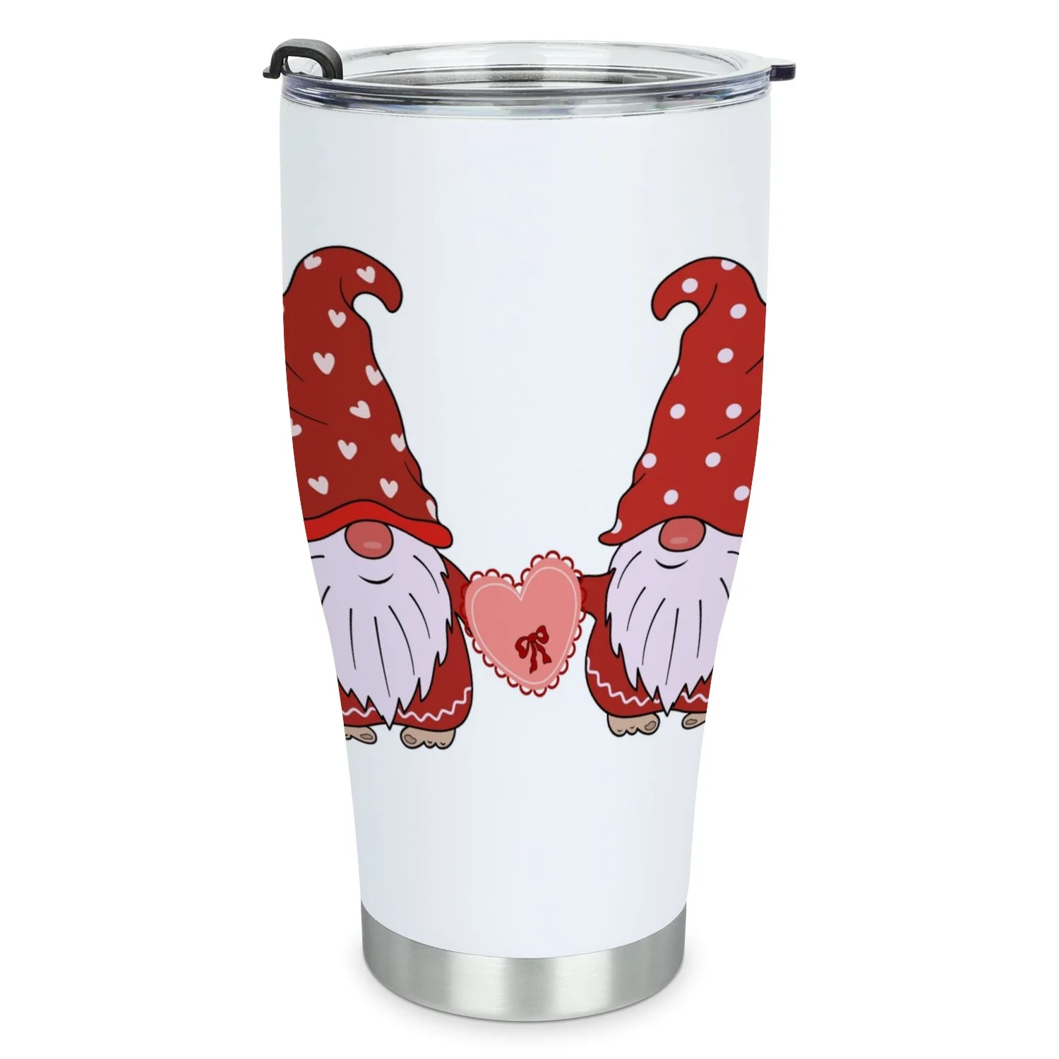 Hidove Stainless Steel Tumbler, Two Gnomes Valentine with a Heart 30oz Leak Proof & Stainless Steel Bottle for Hot & Cold Drinks - Coffee Travel Mug, Water Metal Canteen, Thermal Cup