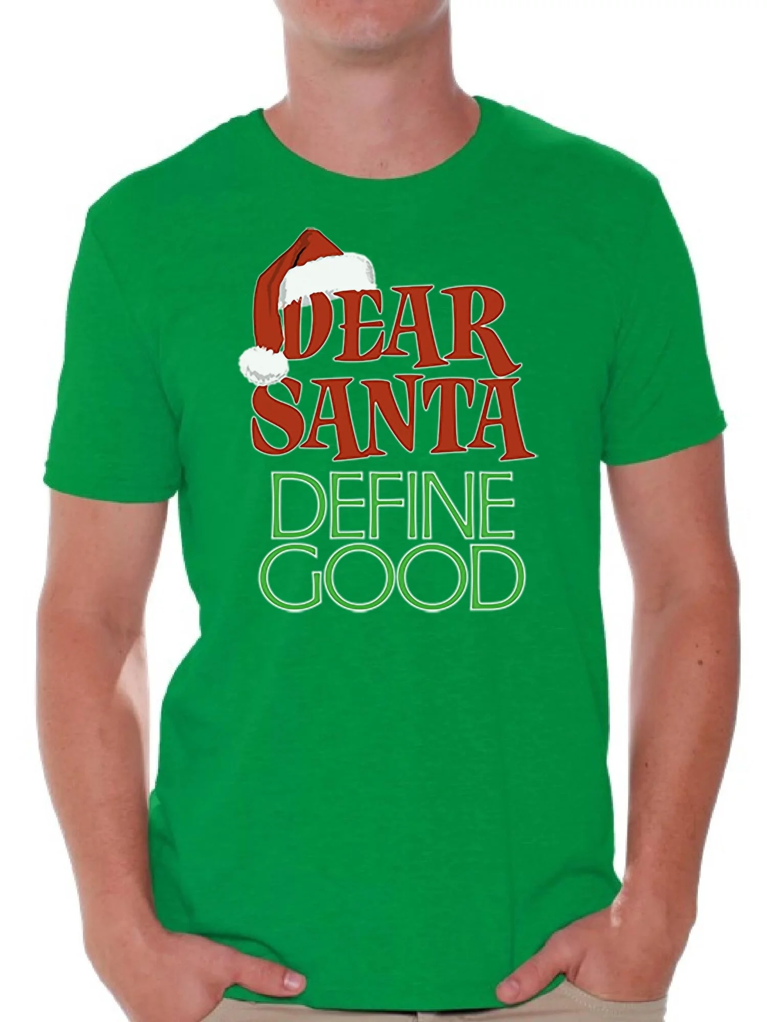 Awkward Styles Dear Santa Define Good Shirt Christmas Tshirts for Men Santa Ugly Christmas Shirt Dear Santa Christmas Holiday Top Funny Tacky Party Holiday Men's Tee Xmas Shirt