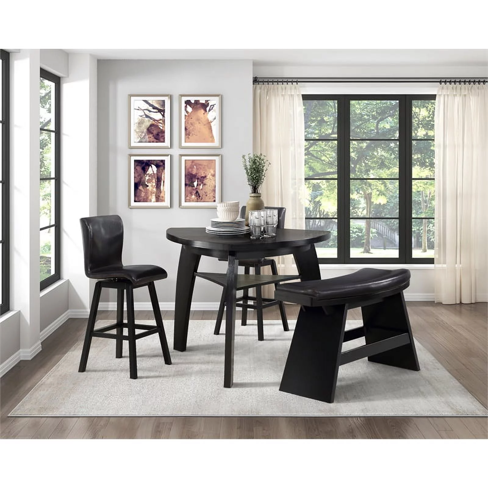 Lexicon Hillshaw 4-Piece Wood Dining Set in Brown