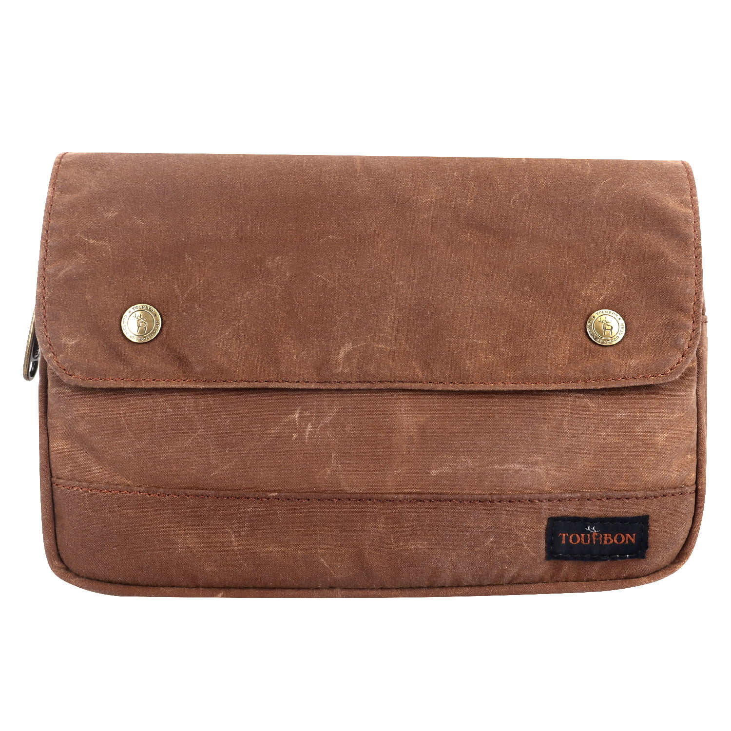 TOURBON Cycling Accessories Vintage Bicycle Handlebar Bag Bike Frame Storage Pouch Waxed Canvas Brown