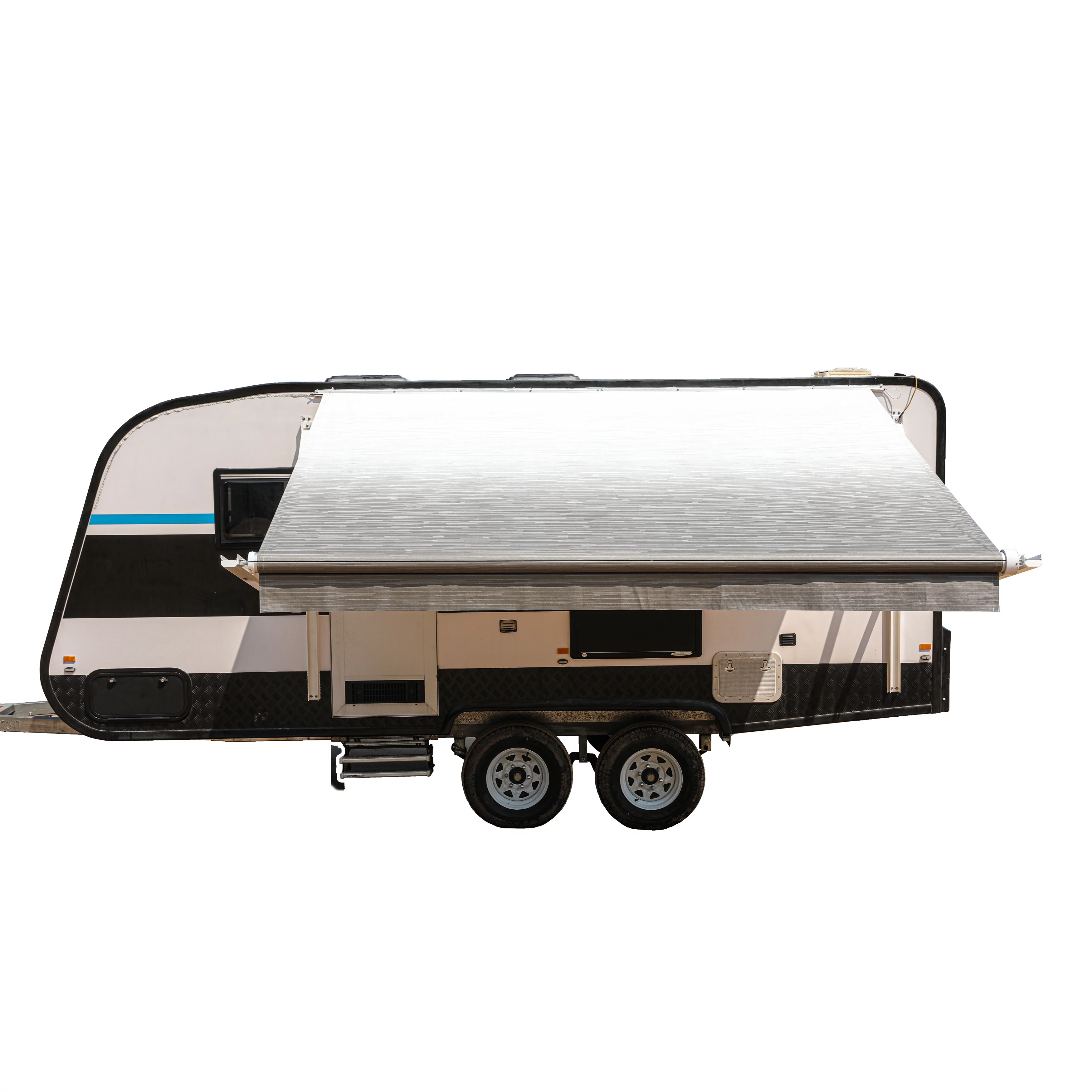 ALEKO Motorized Retractable RV Awning 10X8 ft Camping Vinyl Canopy Grey