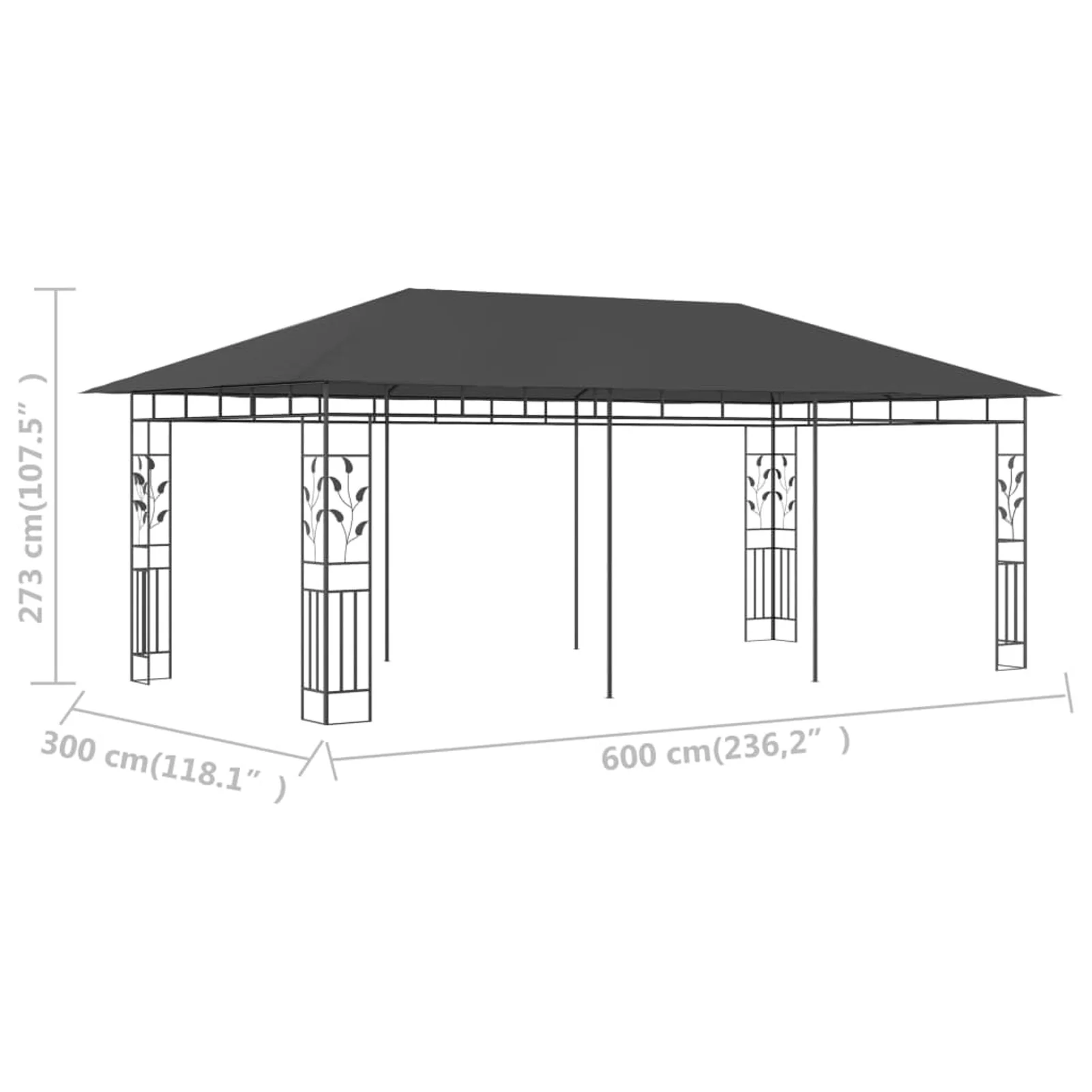 Gazebo with Mosquito Net 19.7'x9.8'x9' Anthracite