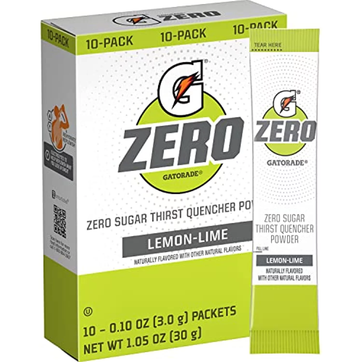 Gatorade G Zero Powder, Lemon Lime, 0.10Oz Packets (120 Pack)