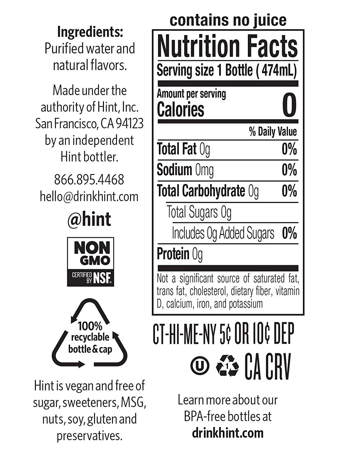 Hint Water Crisp Apple, (Pack of 12) 16 Ounce Bottles, Pure Water Infused with Crisp Apple, Zero Sugar, Zero Calories, Zero Sweeteners, Zero Preservatives, Zero Artificial Flavors