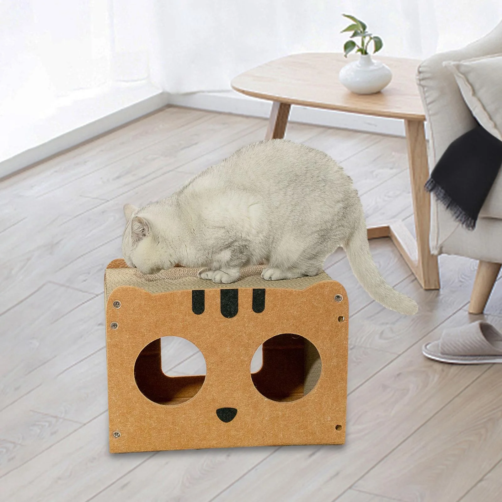 oshhnii Cat Cardboard House Furniture Protector Cat Scratcher Pad for Grinding Claws Yellow