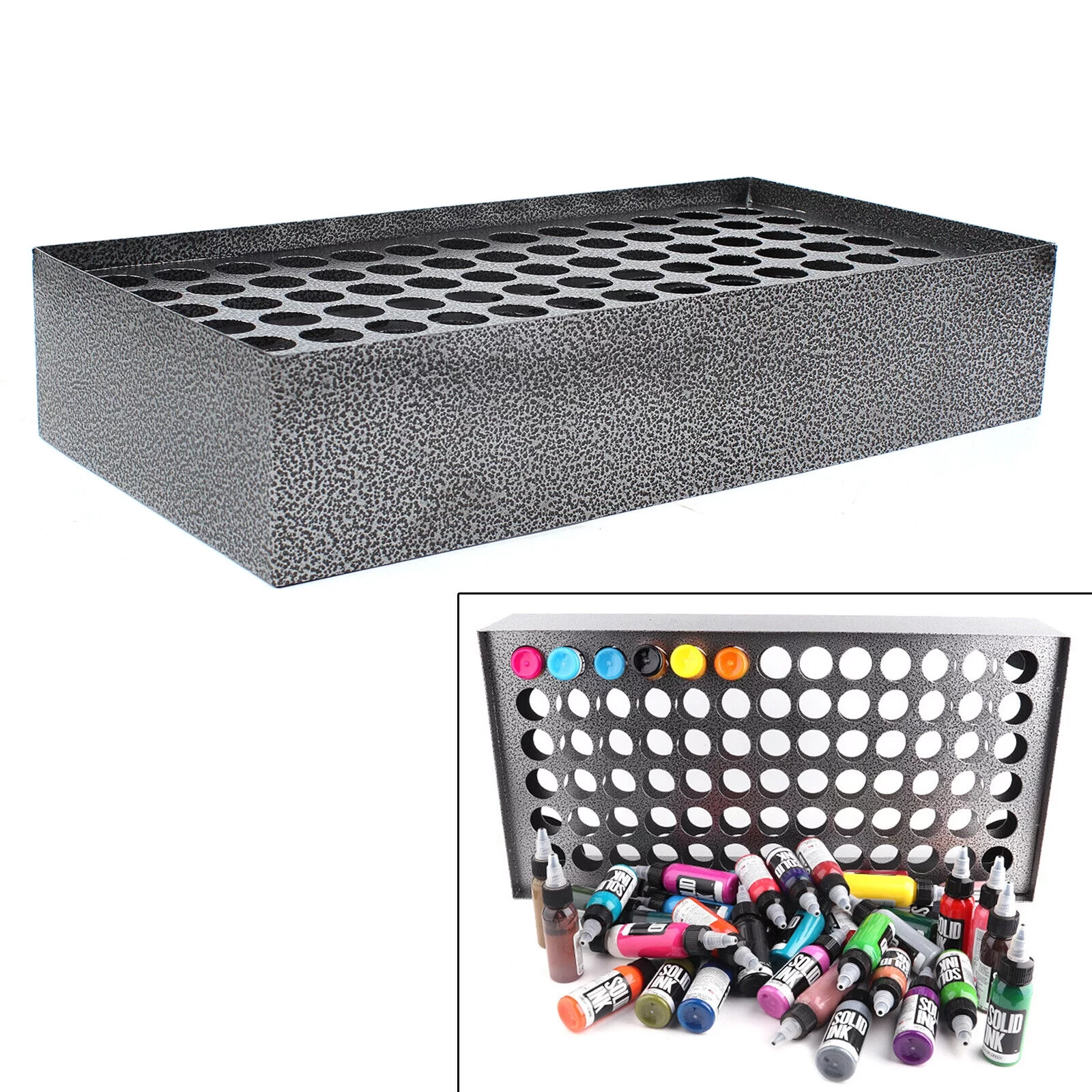 78 Holes Tattoo Ink Rack Organizer Display Holder Storage Stand Back Screw Hole Designs Hanging Space Saving Firm Durable Reasonable Layout