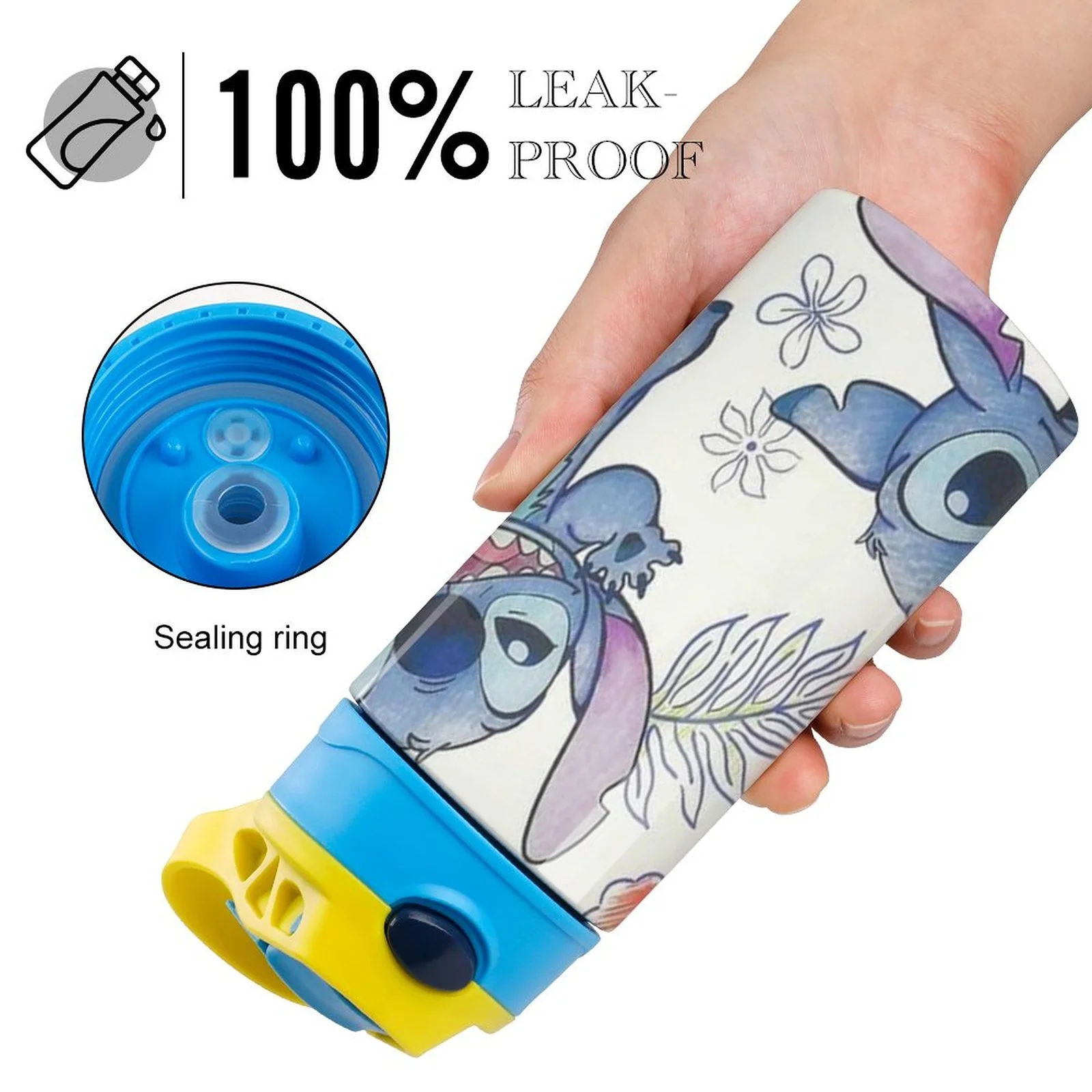 Smile Stitch Children's Water Bottle Vacuum Insulated Stainless Steel Cup With Straw Toddler Thermoses