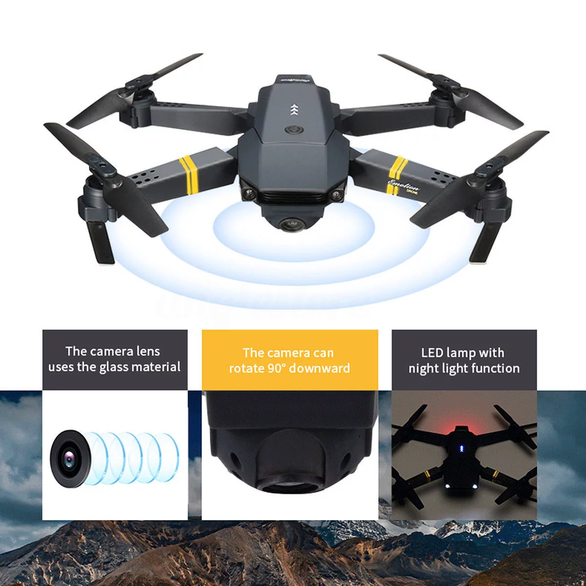2MP Camera WIFI FPV Foldable Arm Selfie Drone 6 Axis 2.4G 4CH RC Quadcopter + 2PCS Batteries