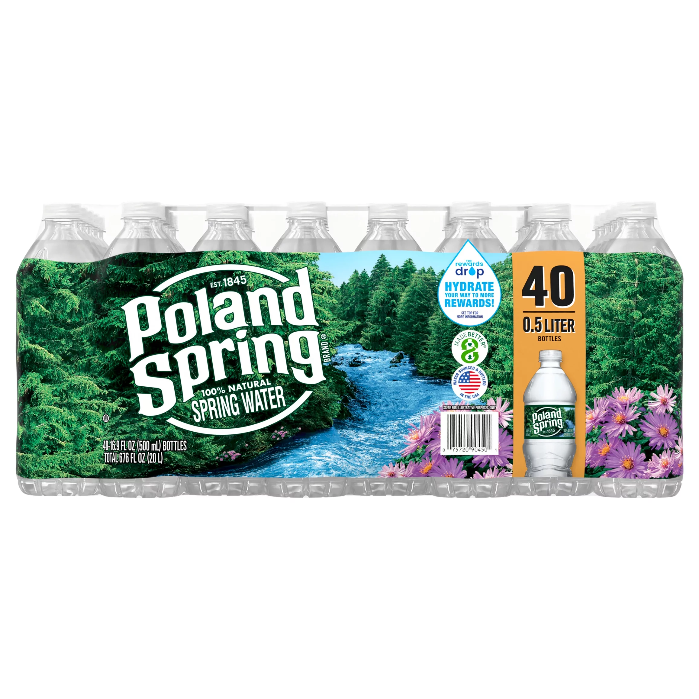 POLAND SPRING Brand 100% Natural Spring Water, 16.9-ounce plastic bottles (Pack of 40)
