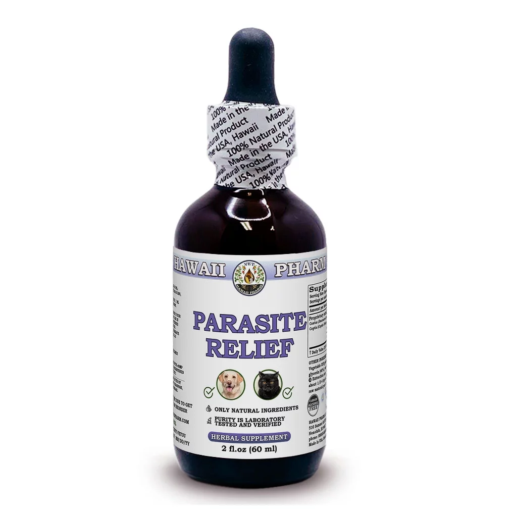 Parasite Relief Natural Alcohol-FREE Liquid Extract, Pet Herbal Supplement. Expertly Extracted by Trusted HawaiiPharm Brand. Absolutely Natural. Proudly made in USA. Glycerite 2 Fl.Oz