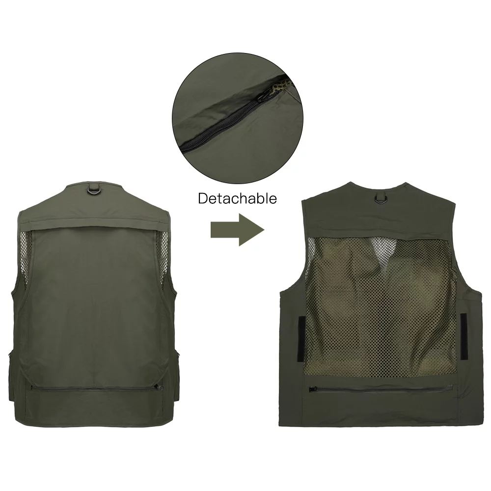 JARUSITE Mesh Jackets Quick Dry Waistcoat Multi Pockets Summer Fishing Photography Vest