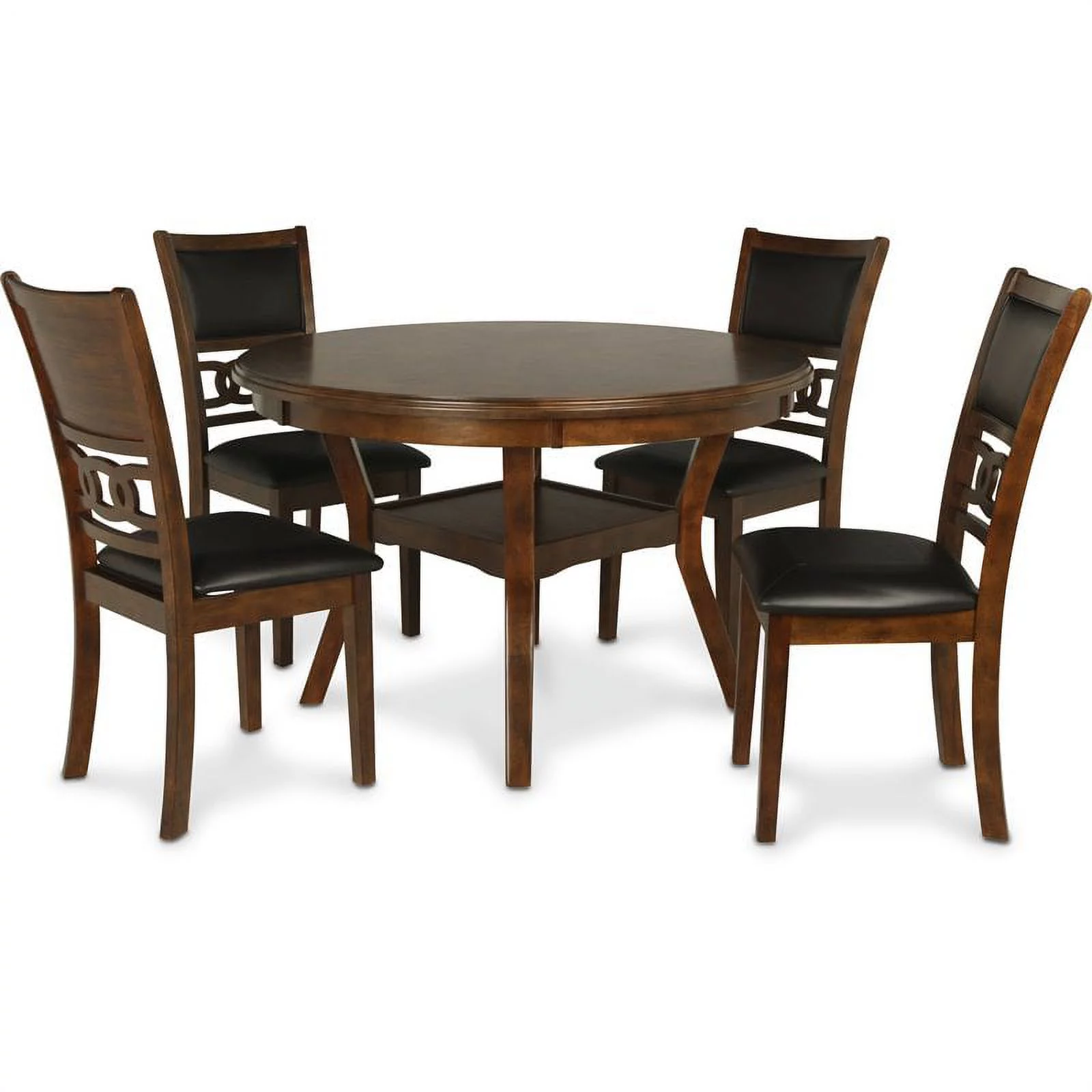 New Classic Furniture Gia Solid Wood 5-Piece Round Dining Set in Brown