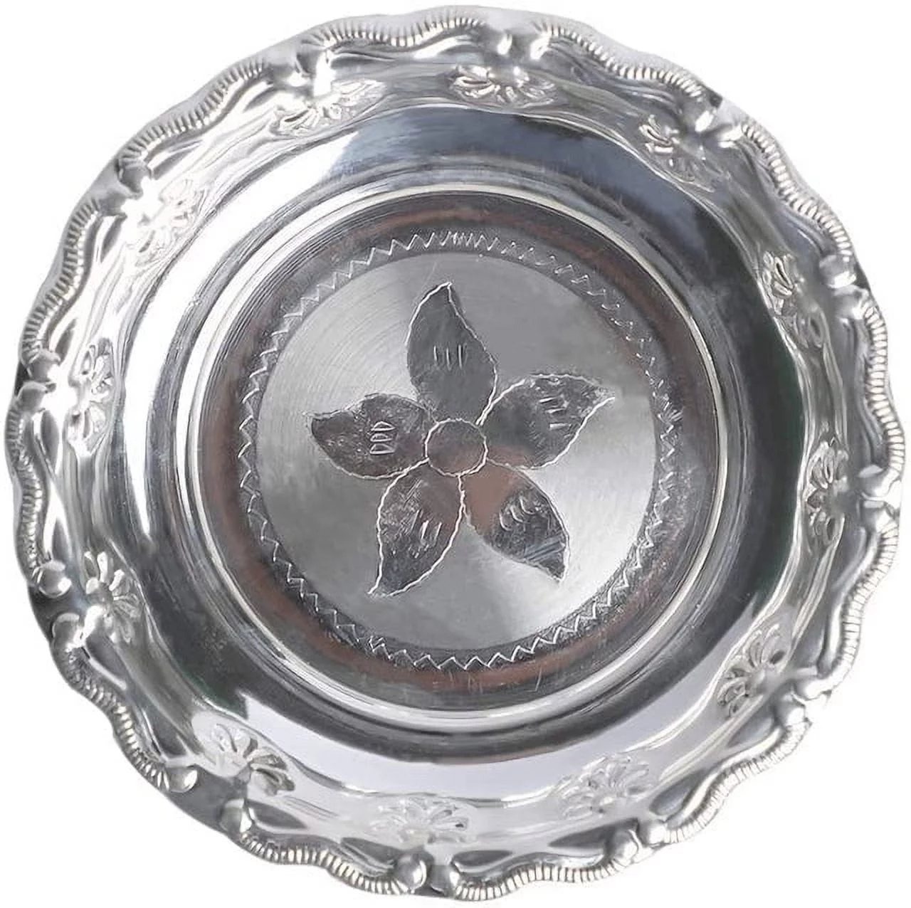 Pure Silver Plate With Design, Handmade Solid Silver Plate, Idols Puja Prasadam (Foods) Plates Puja Article, Silver Gifting Utensils 45g