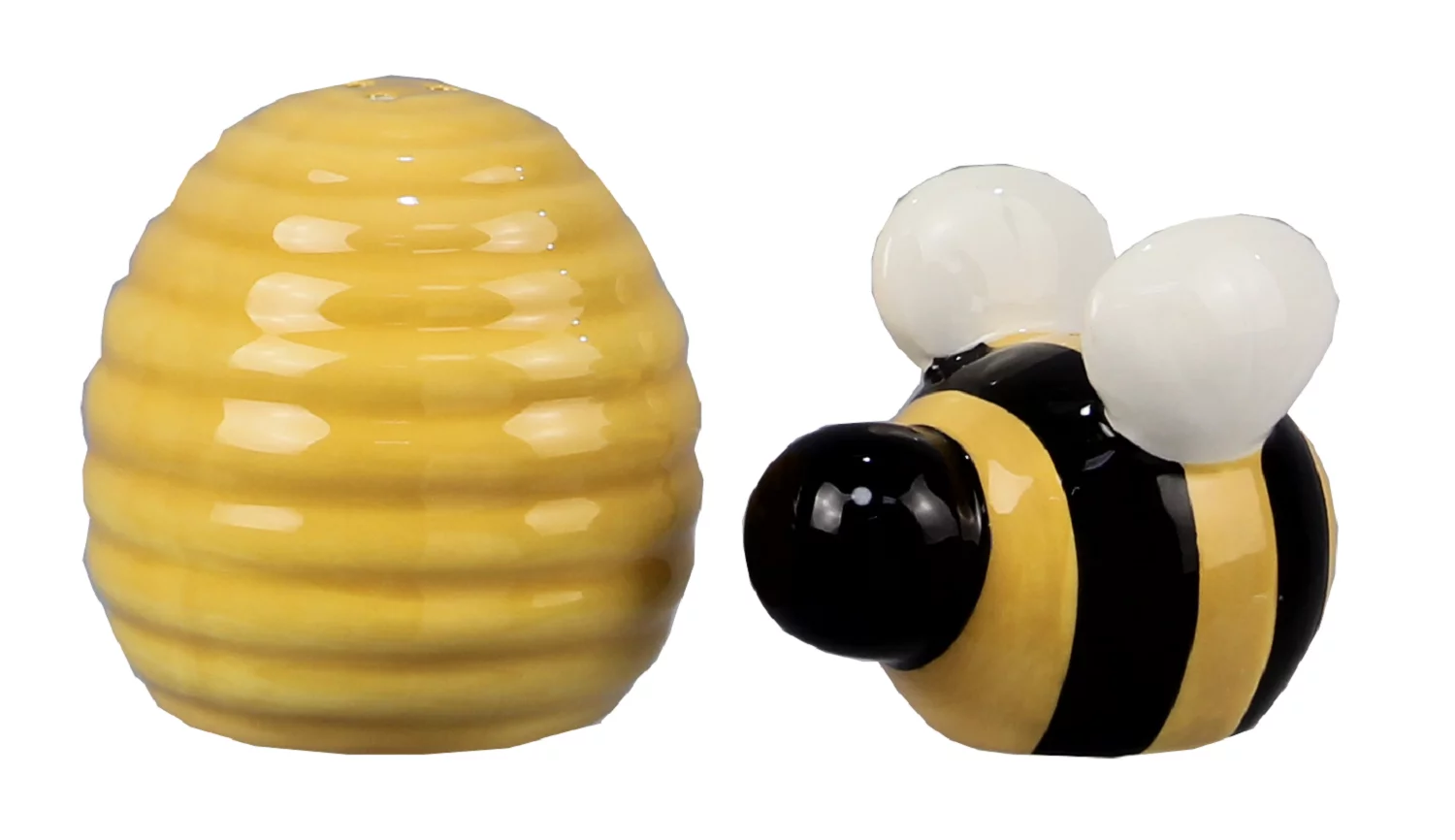 Honey Bee and Hive Kitchen or Dining Salt and Pepper Shakers Painted Ceramic