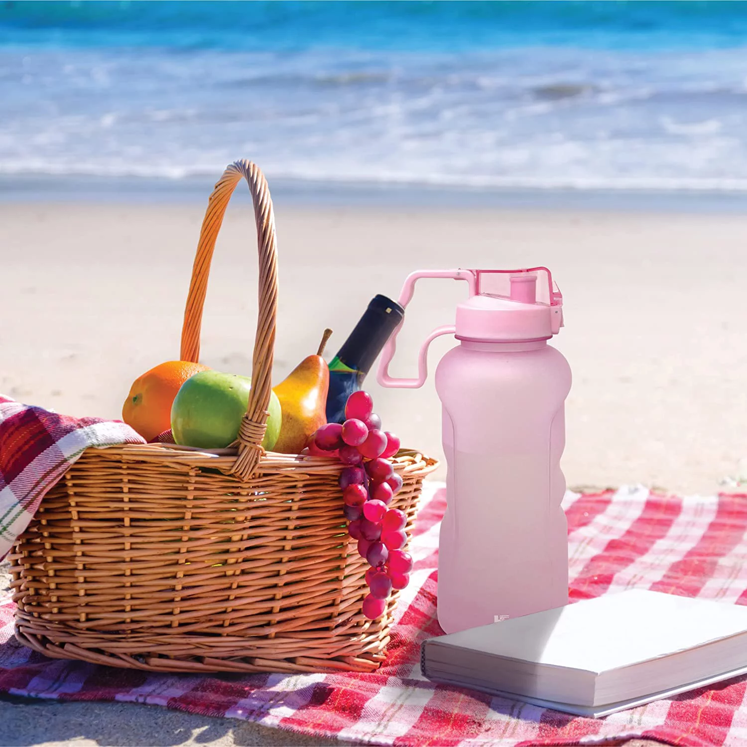 Sports Water Bottles 1 Gallon, Motivational Water Bottle with Measurement Scale, Leak-proof BPA-Free Non-Toxic 1 Gallon Bottle with Easy Carrying, Ideal for Gym, and Outdoor Sports (FROST)