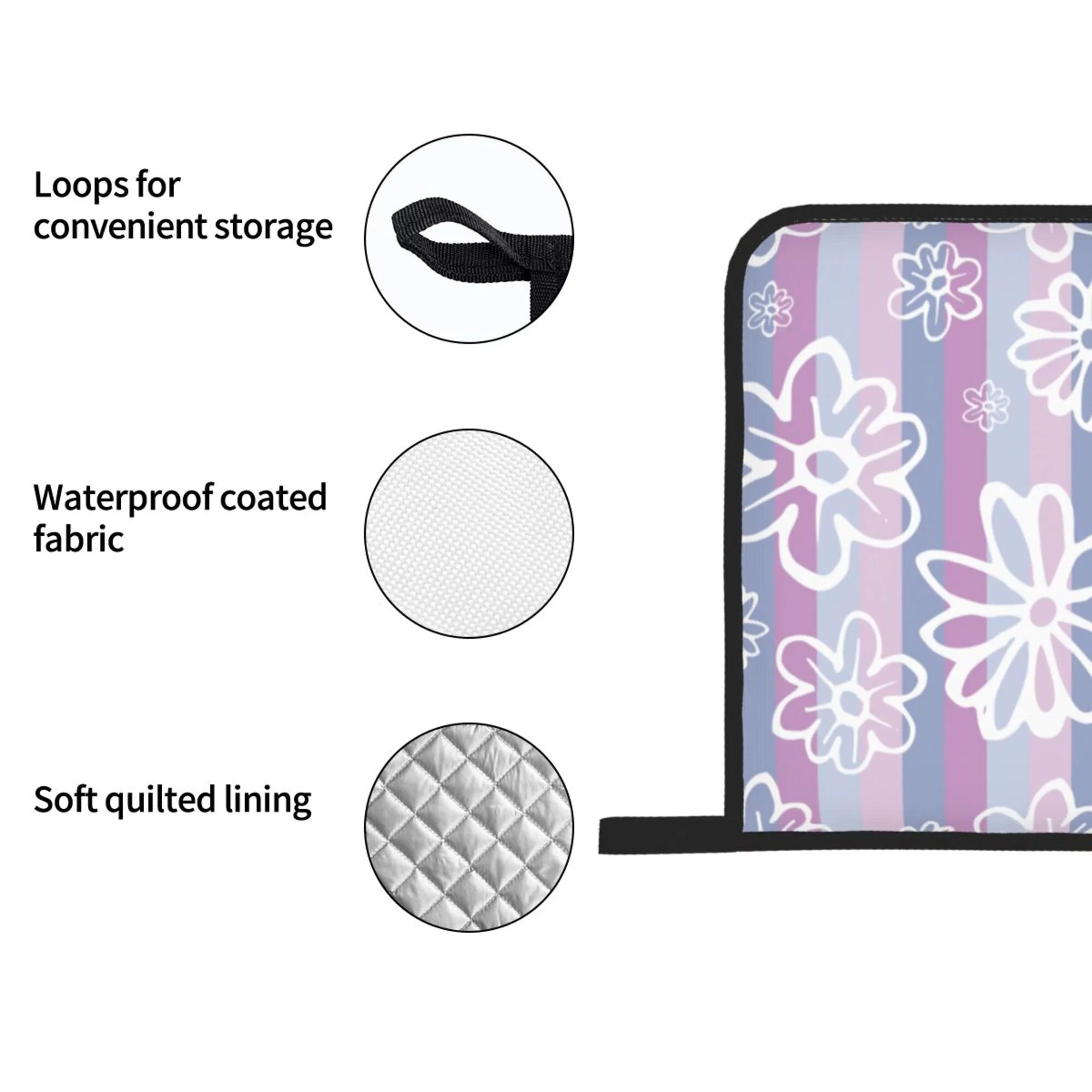 Purple Striped Flowers Oven Mitts and Pot Holders Sets Baking Sets for Kitchen BBQ Gloves Heat Resistant Cooking Line Art 4 Pieces