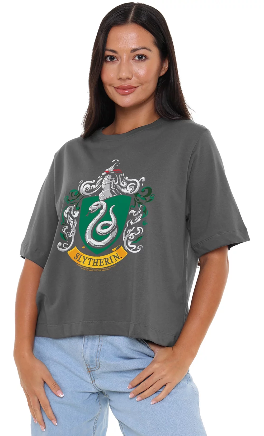Harry Potter Slytherin Crest Women's Boxy Cropped T Shirt