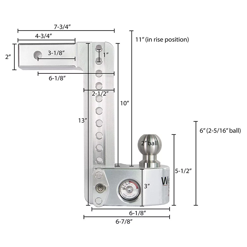 WEIGH SAFE 10in Drop Hitch/2in Shank 8K/12.5K GTWR Ball Mount with Keyed Alike 4 Lock Set (WS10-2-SET)