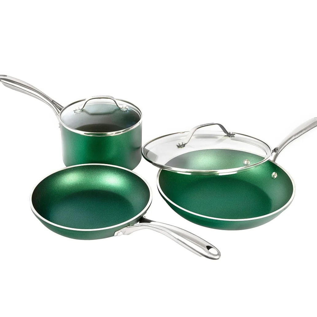 Granitestone Emerald Collection 5 Piece Cookware Set, Ultra Non-Stick, Dishwasher Safe, Oven Safe