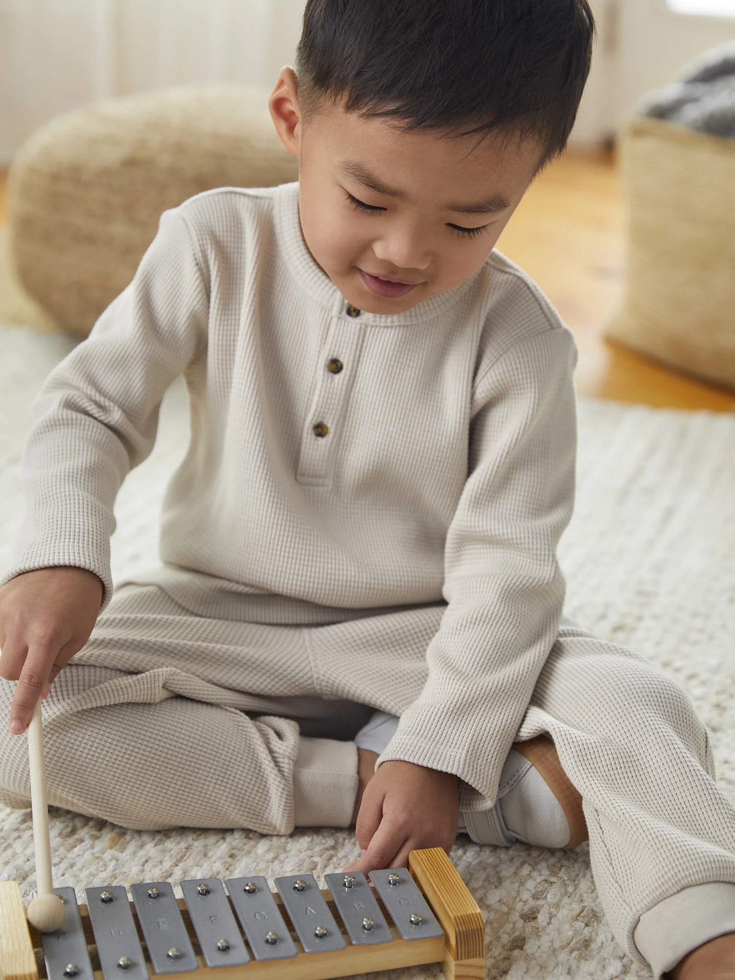 Modern Moments by Gerber Toddler Boy Long-Sleeve Casual Waffle Henley T-Shirts, 2-Pack, 12M-5T