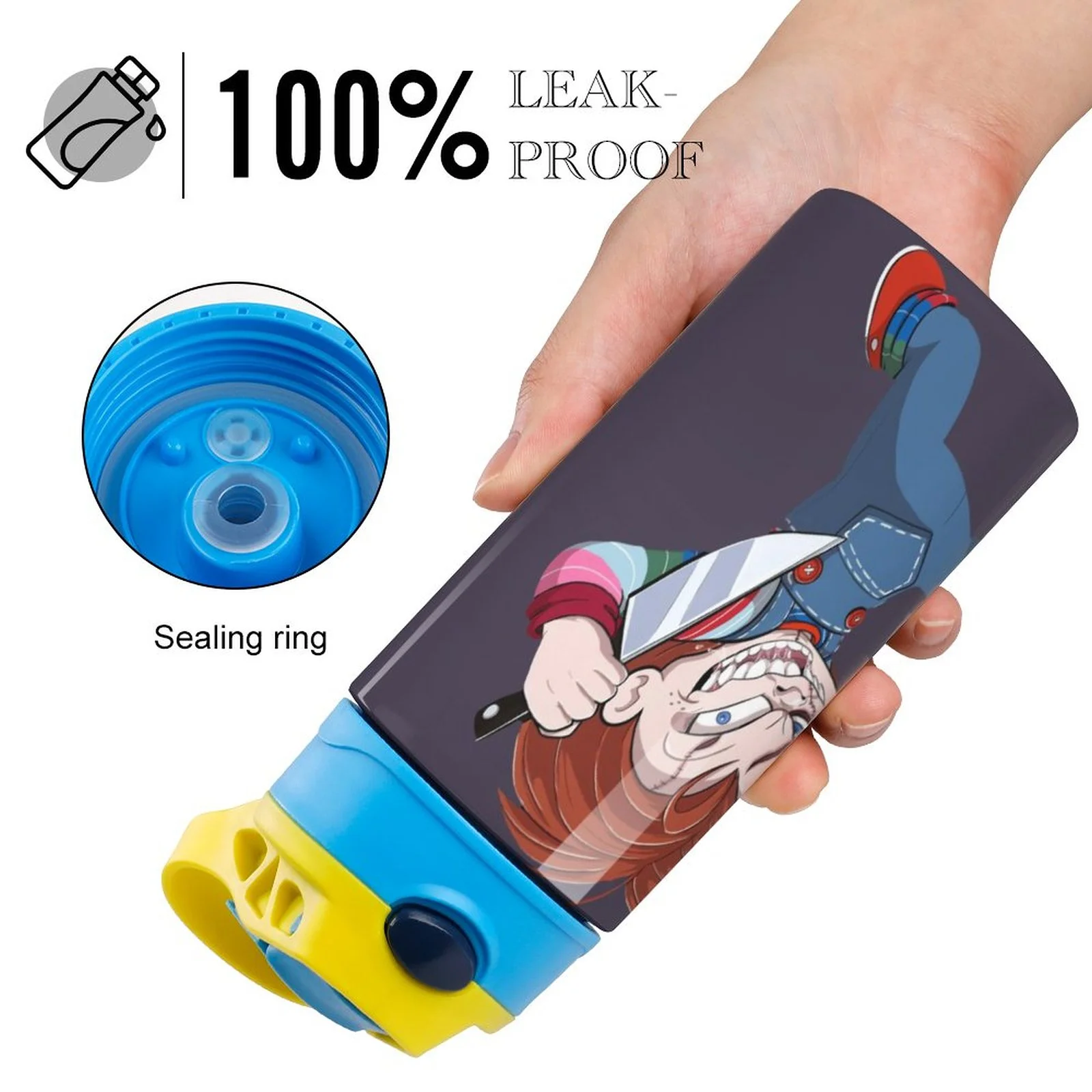 Cartoon Chucky Kid's Insulated Water Bottle With Straw Vacuum Stainless Steel Cup Leak-Proof Children Toddler Thermoses