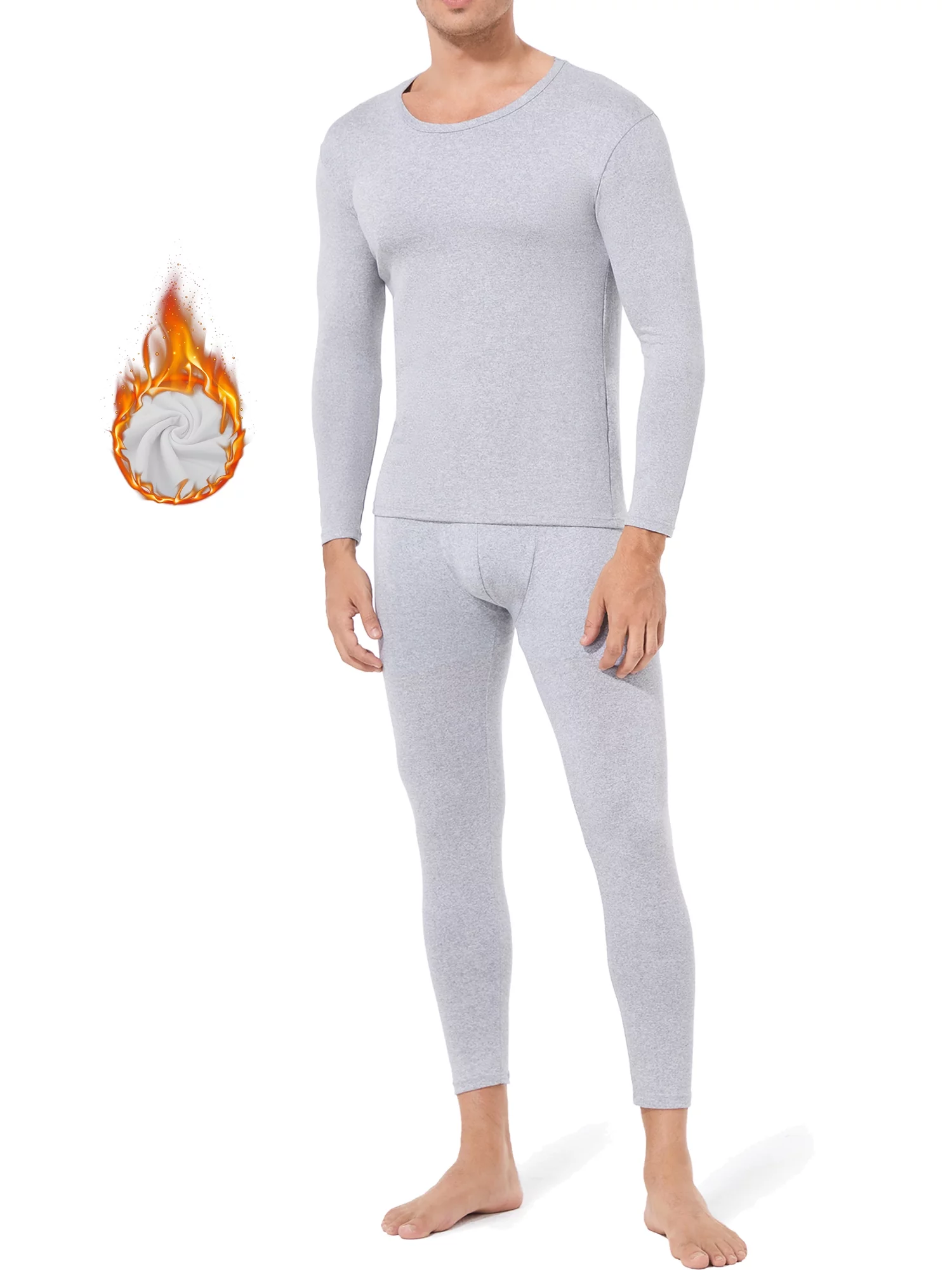 Thermal Underwear Set for Men Fleece Lined Long Johns Basic Layer Top Bottom for Cold Weather