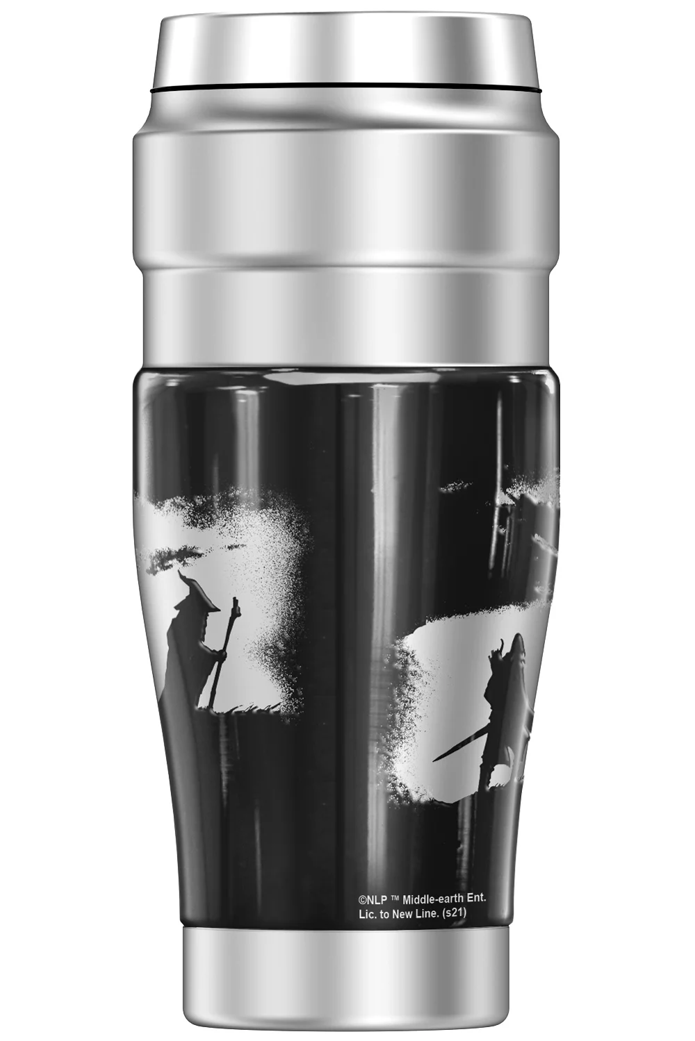 The Lord of The Rings Metallic Fellowship Silhouette THERMOS STAINLESS KING Stainless Steel Travel Tumbler, Vacuum insulated & Double Wall, 16oz