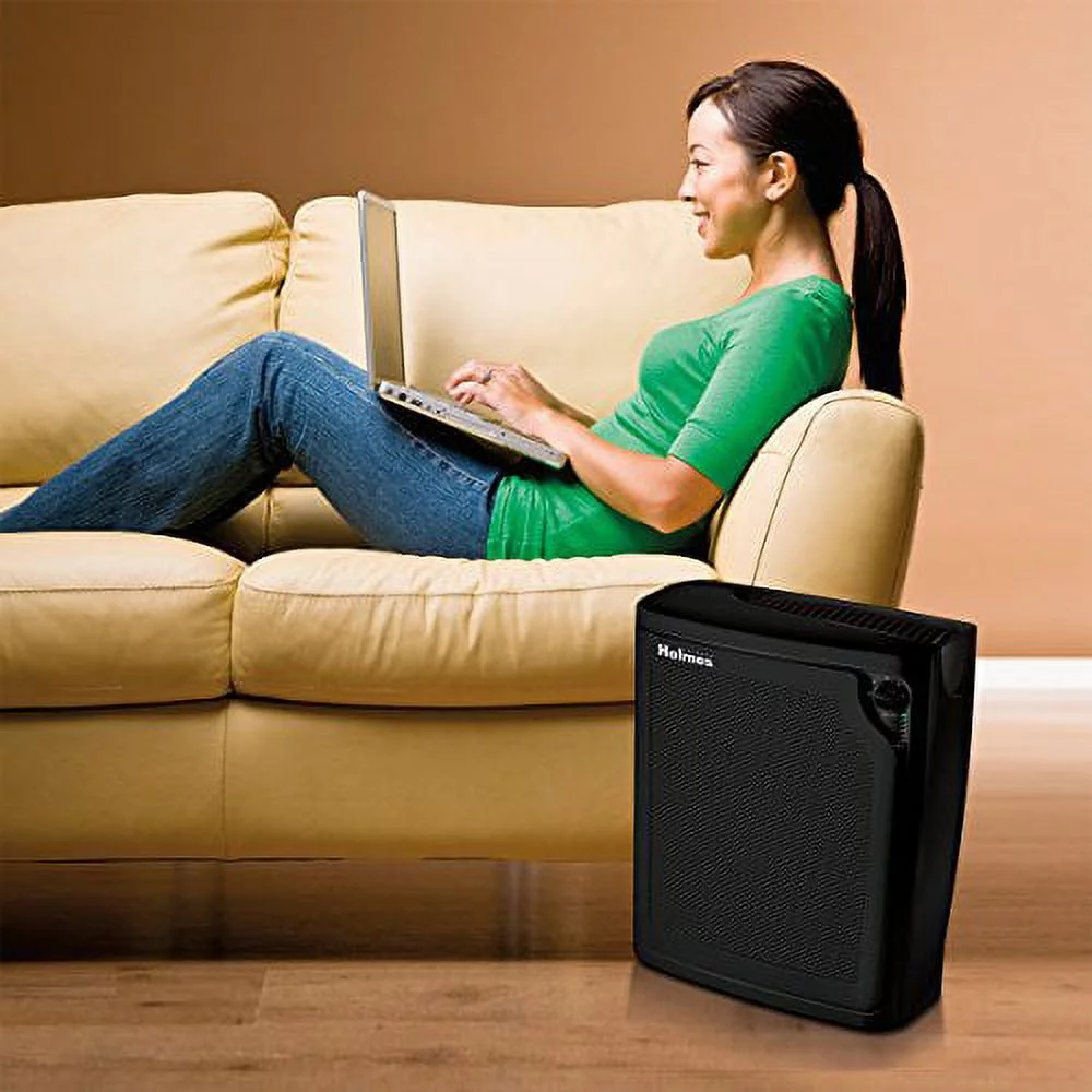 Holmes kzdkc Large Room 4-Speed True HEPA Air Purifier, Medium, Black