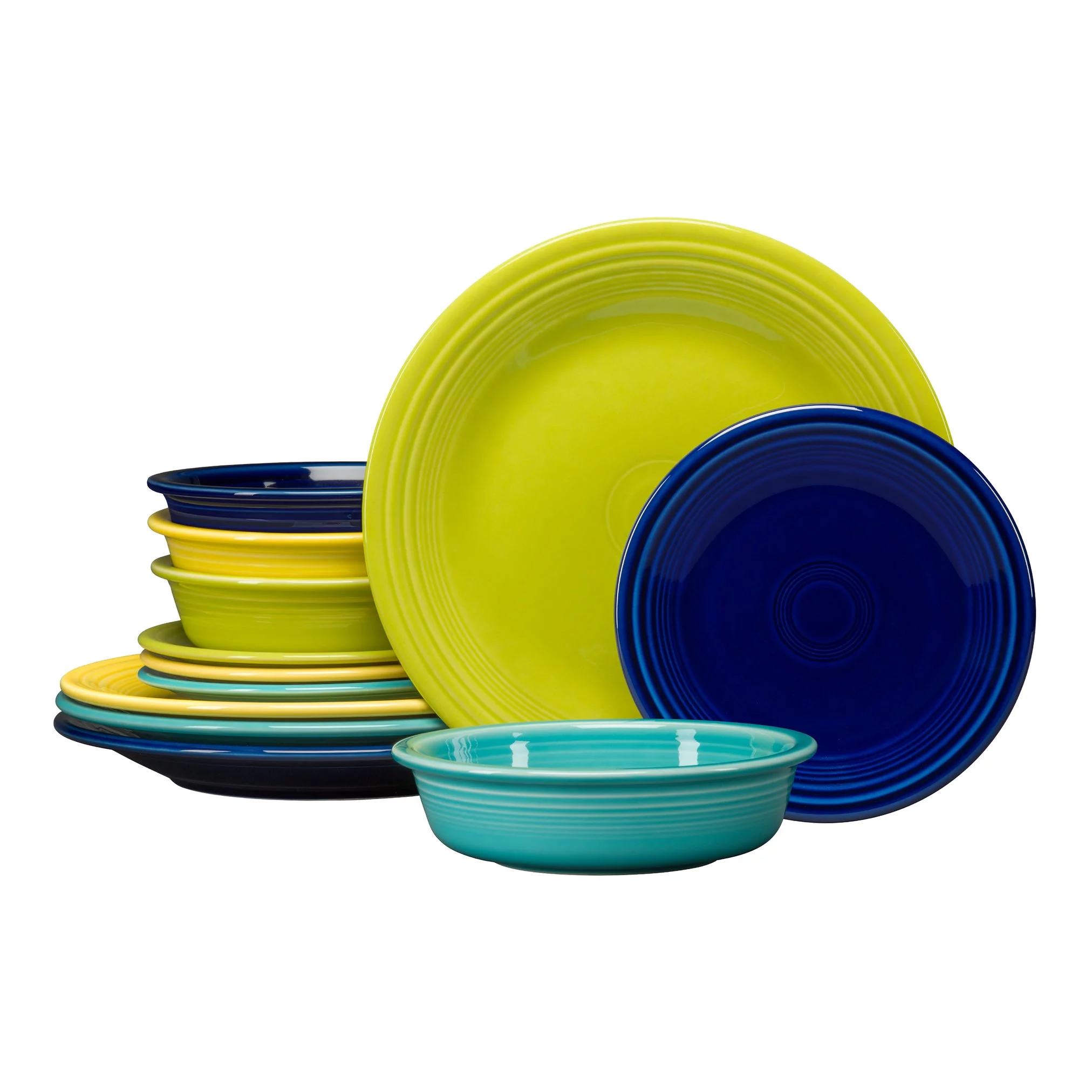 Fiesta Classic 12pc Ceramic Dinnerware Set Cool Mixed Colors