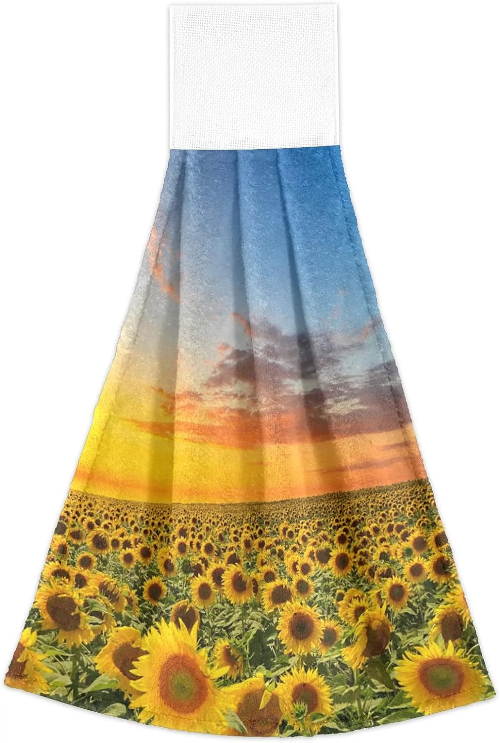 SKYSONIC Hanging Kitchen Towel 12 x 17 Inch Sunflowers Waiting for The Sunrise Towel Set 2 Pieces of Dry Towels for Kitchen, Bathroom, Laundry Room Table