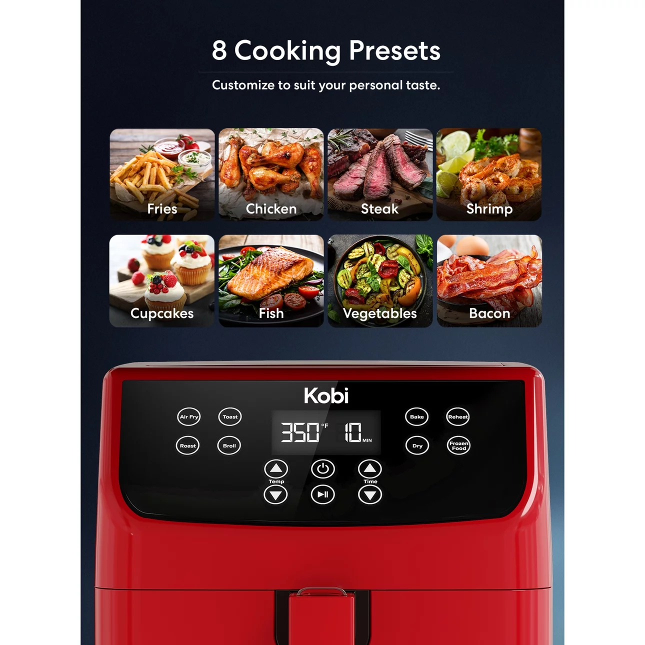 KOBI 5.8 Quart Capacity 1700-Watt 90-400 Degree Temperature Range Digital Air Fryer Product Height 12.5 in.