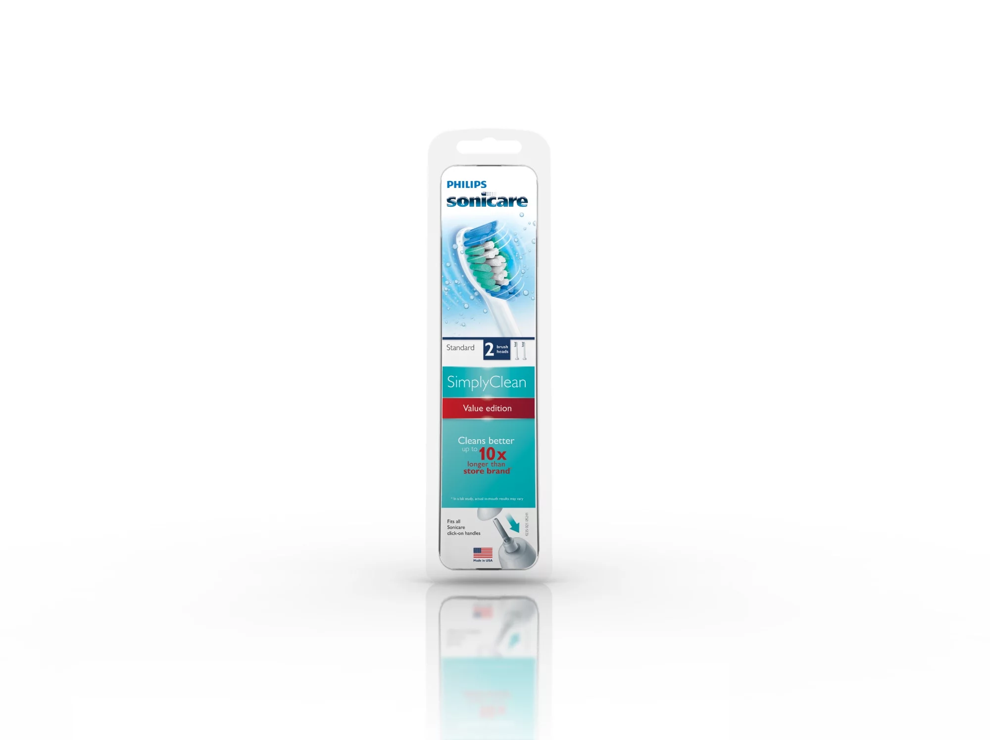 Philips Sonicare Simply Clean replacement toothbrush heads, HX6012/04, 2-pk