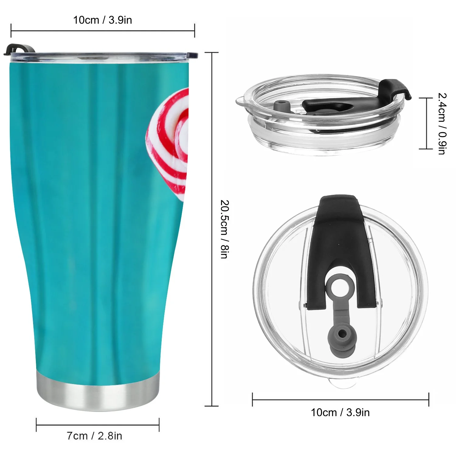 Hidove Stainless Steel Tumbler, Heart Shaped Lollipop for Valentine's Day 30oz Leak Proof & Stainless Steel Bottle for Hot & Cold Drinks - Coffee Travel Mug, Water Metal Canteen, Thermal Cup