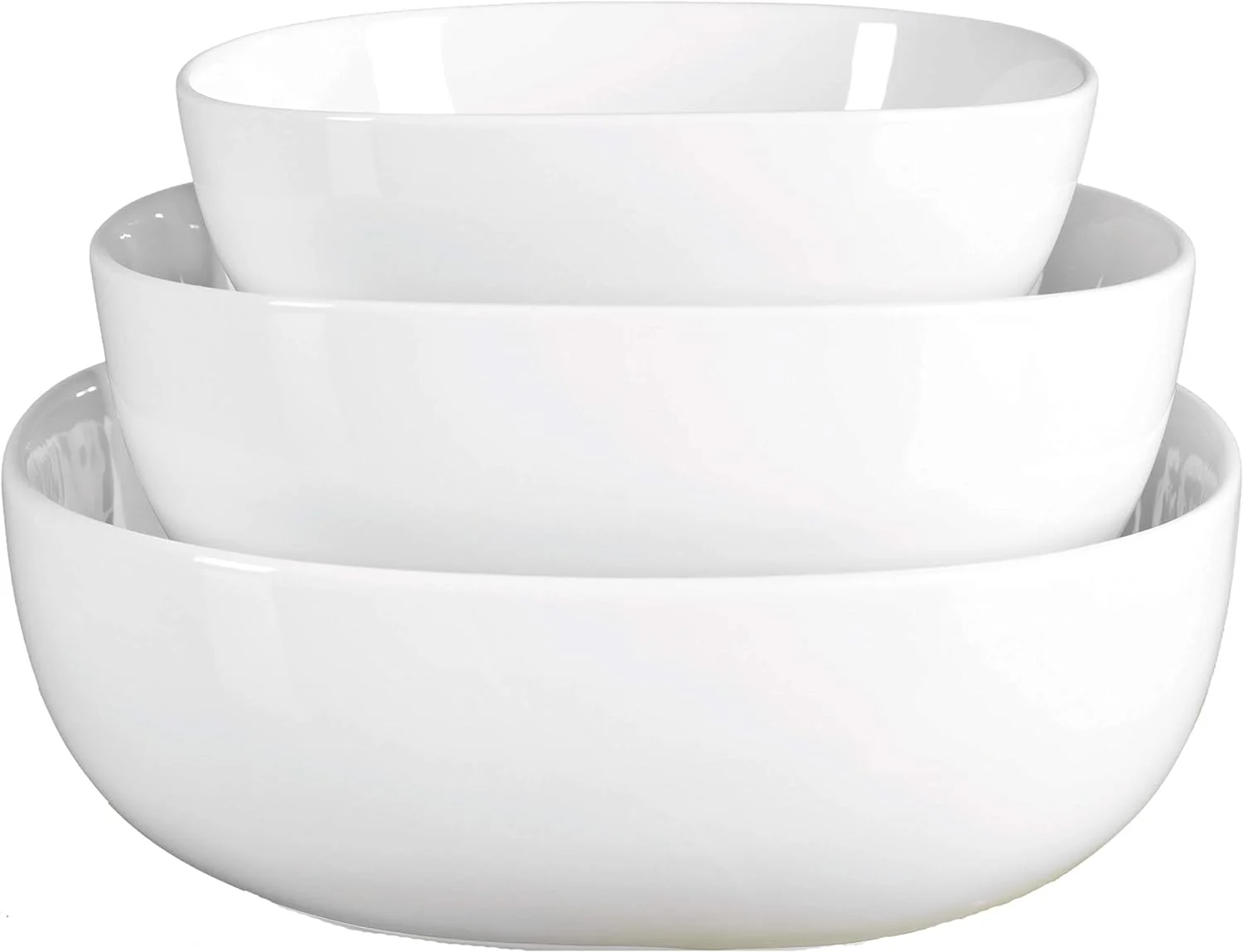 Denmark White Porcelain Chip Resistant Scratch Resistant Grade Serveware, 3 Piece Serving Bowl Set
