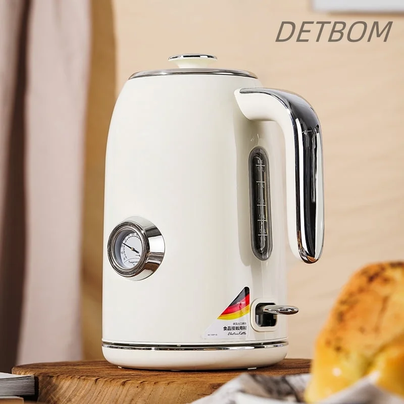 1.7L Stainless Steel Kettle with Temperature Gauge, 1800W Water Boiler with LED Light, Auto Shut-Off and Boil-Dry Protection