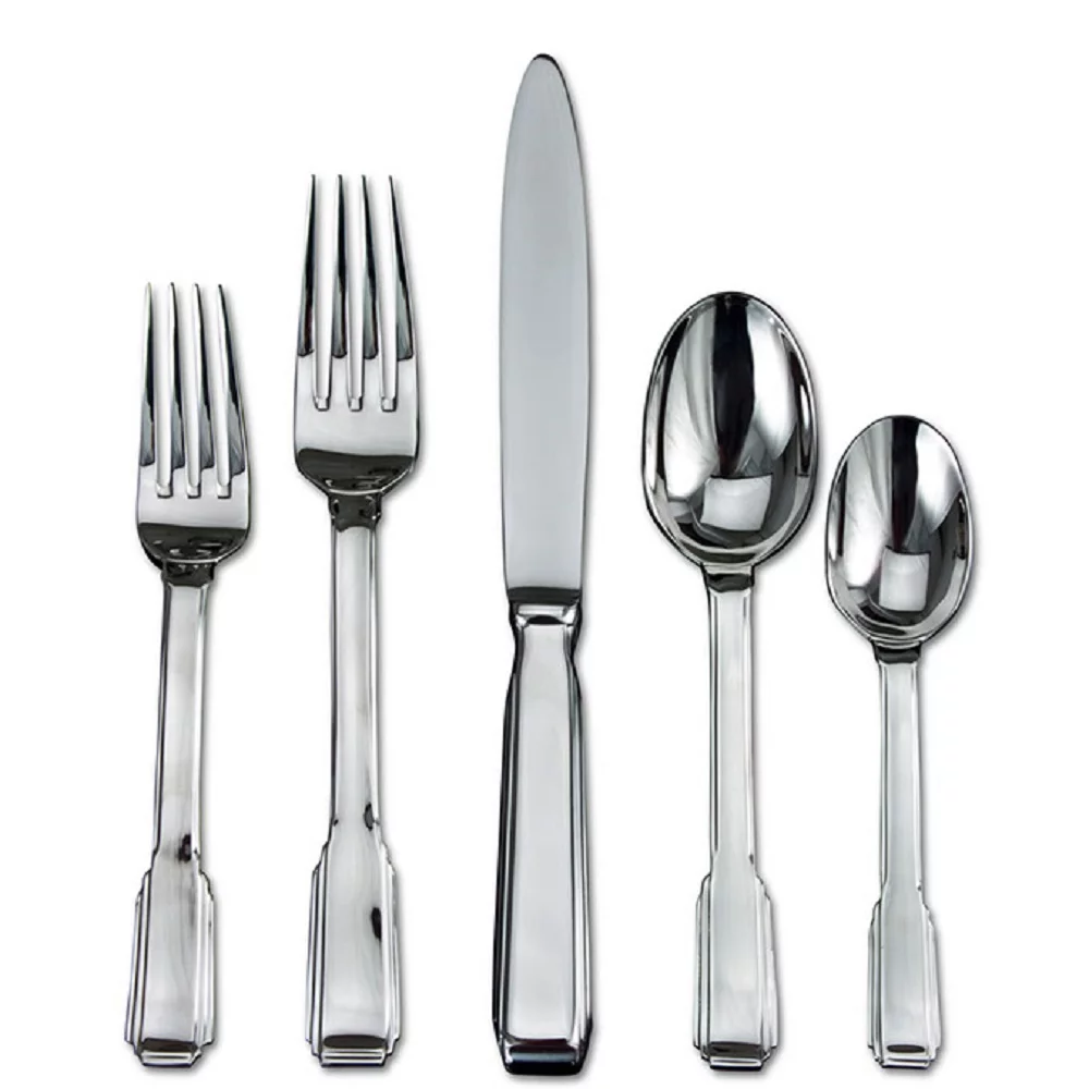 Ricci Argentieri Art Deco 18/10 Stainless 5pc. Place Setting