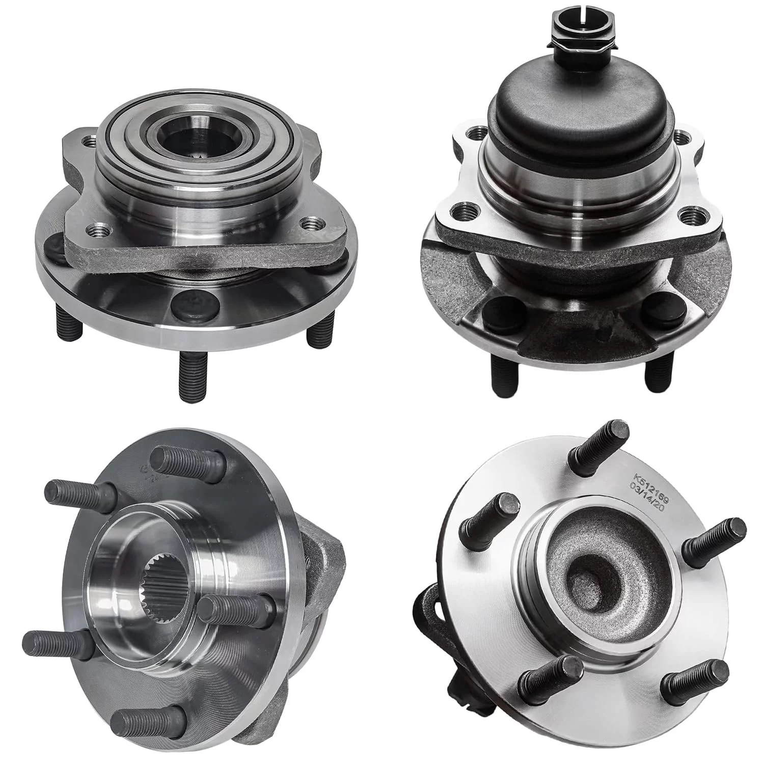 Detroit Axle - 2WD 4pc Wheel Bearing Hubs for 2001-2007 Dodge Caravan Chrysler Town & Country, 2001-2003 Voyager, Wheel Hub Bearings Assembly Front and Rear Replacement