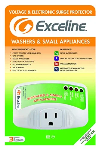 Exceline Electronic Surge Protector For Front And Top Load Washers, Gas Dryers, LED, LCD And Plasma TV's
