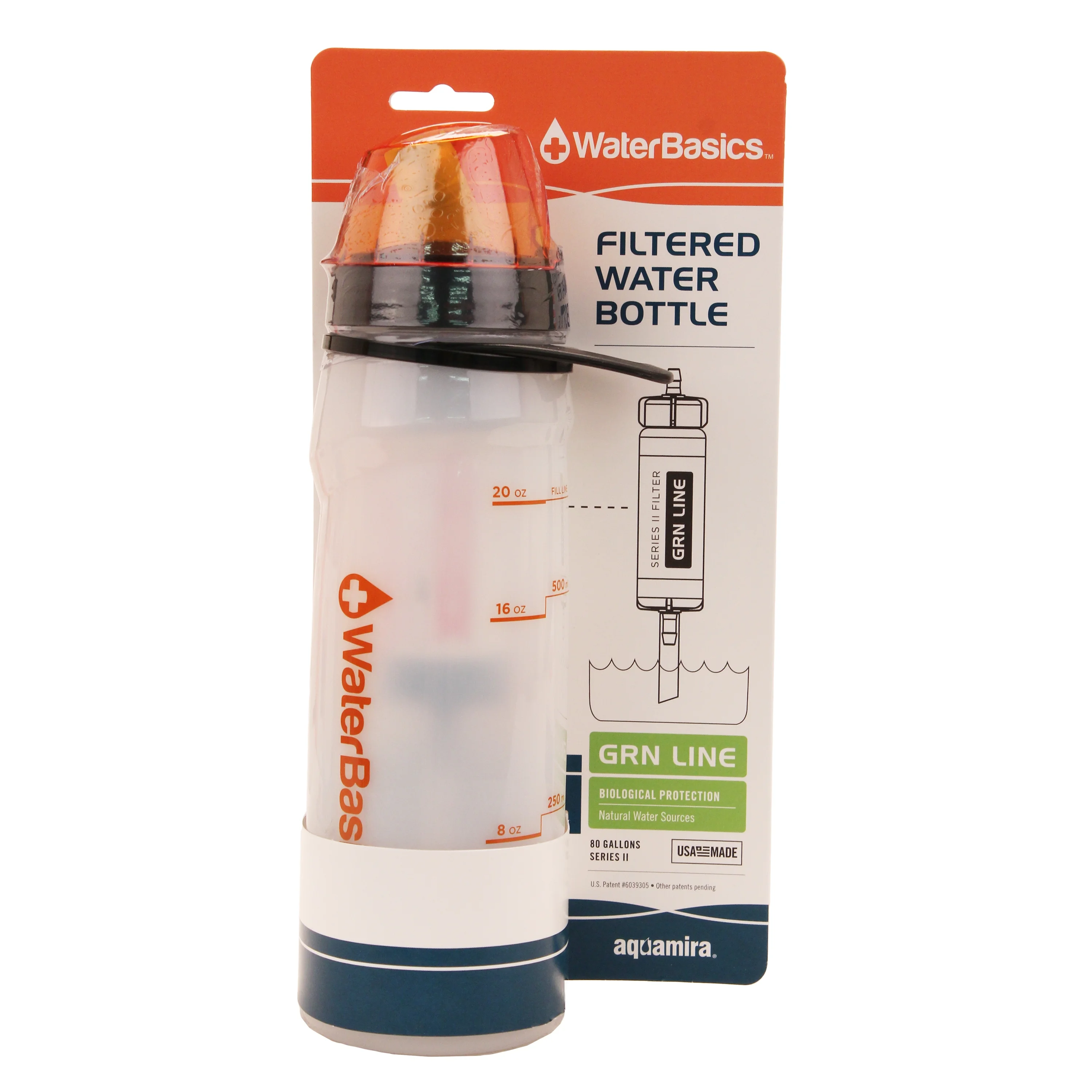 Aquamira Waterbasics Filtered Water Bottle Grn Ii, 80 Gallons