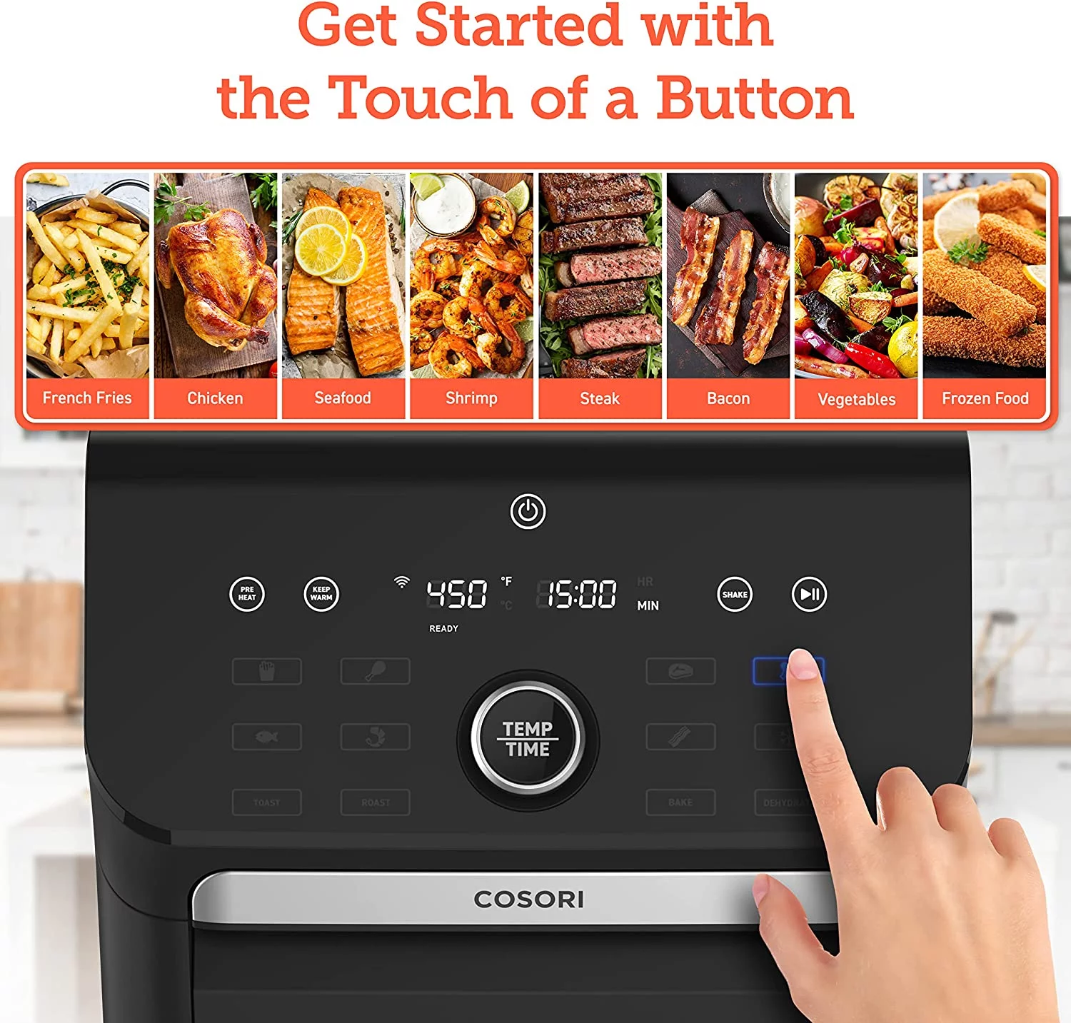 COSORI AF701 Air Fryer Toaster Combo, 10 Qt Family Size 14-in-1 Functions (1000+ APP Recipes), Dishwasher-Safe Accessories with Roast Tray and Dehydrate Racks, Black