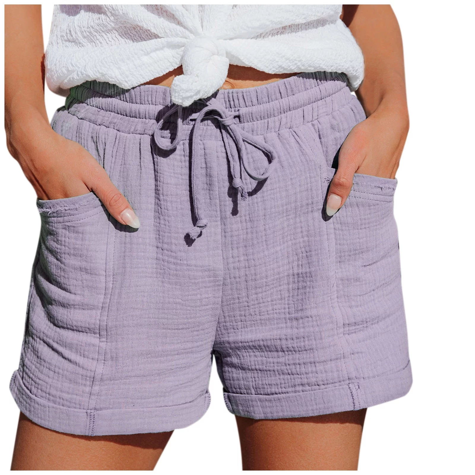 QGQM Plus Size Shorts for Women Cotton Linen Casual Cotton Shorts Elastic Waist Plus Size Beach Shorts Hiking Summer Shorts