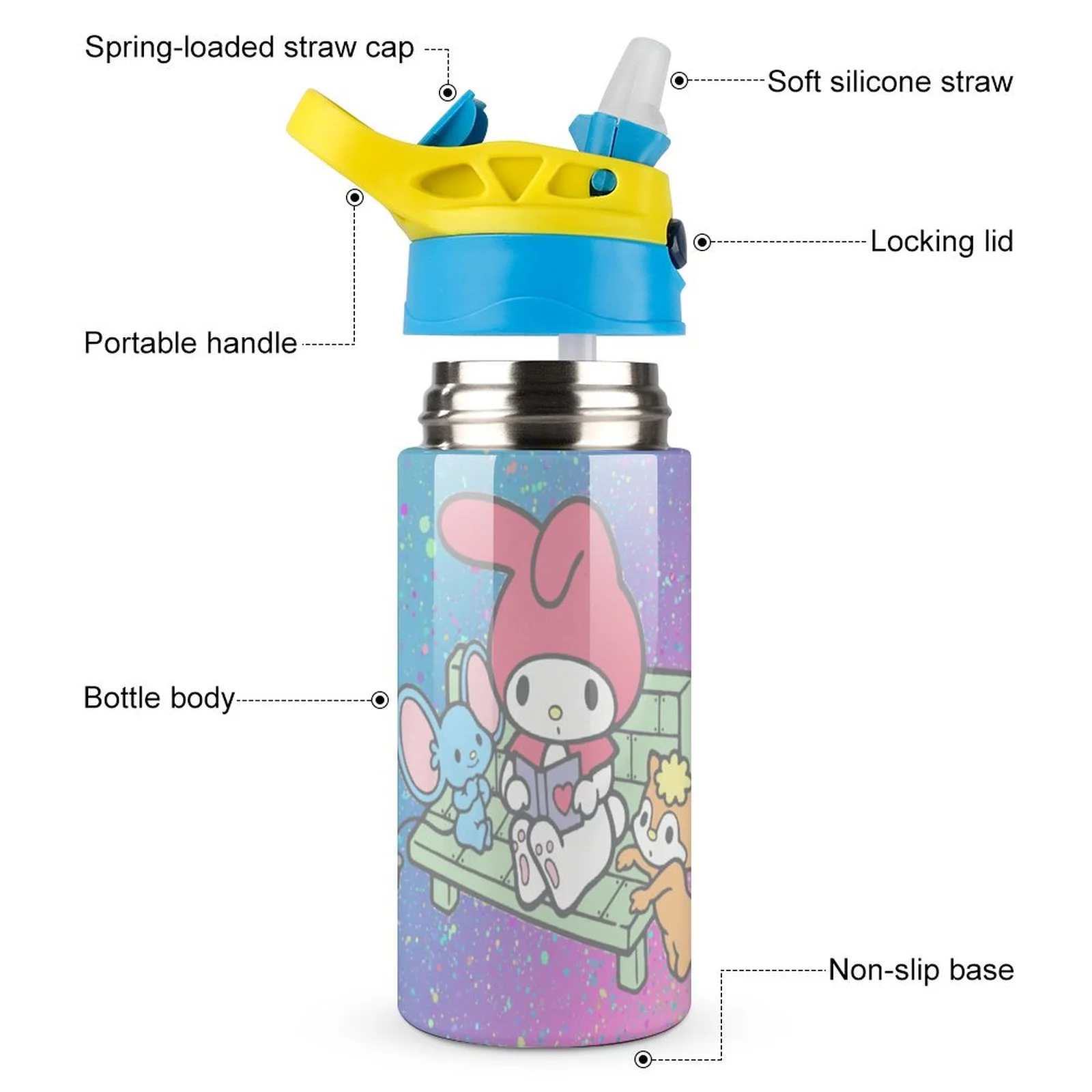 Mouse My Melody Children's Water Bottle Vacuum Insulated Stainless Steel Cup With Straw Toddler Thermoses