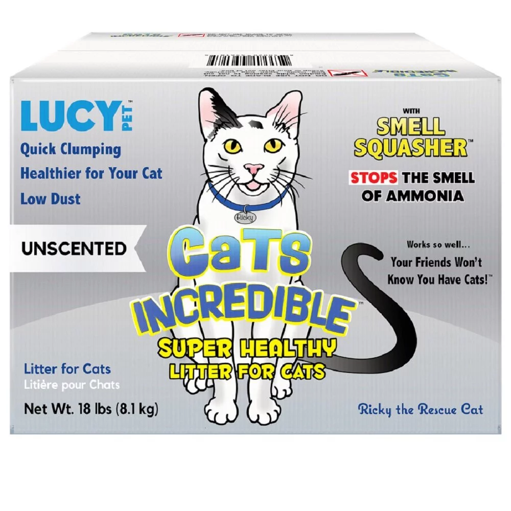 Lucy Pet Products Cats Incredible Clumping Cat Litter Unscented, 18 lb
