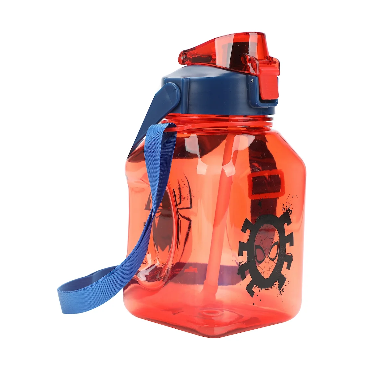 Spider-Man Mask & Logo 50 Oz Red Water Bottle With Carrying Strap