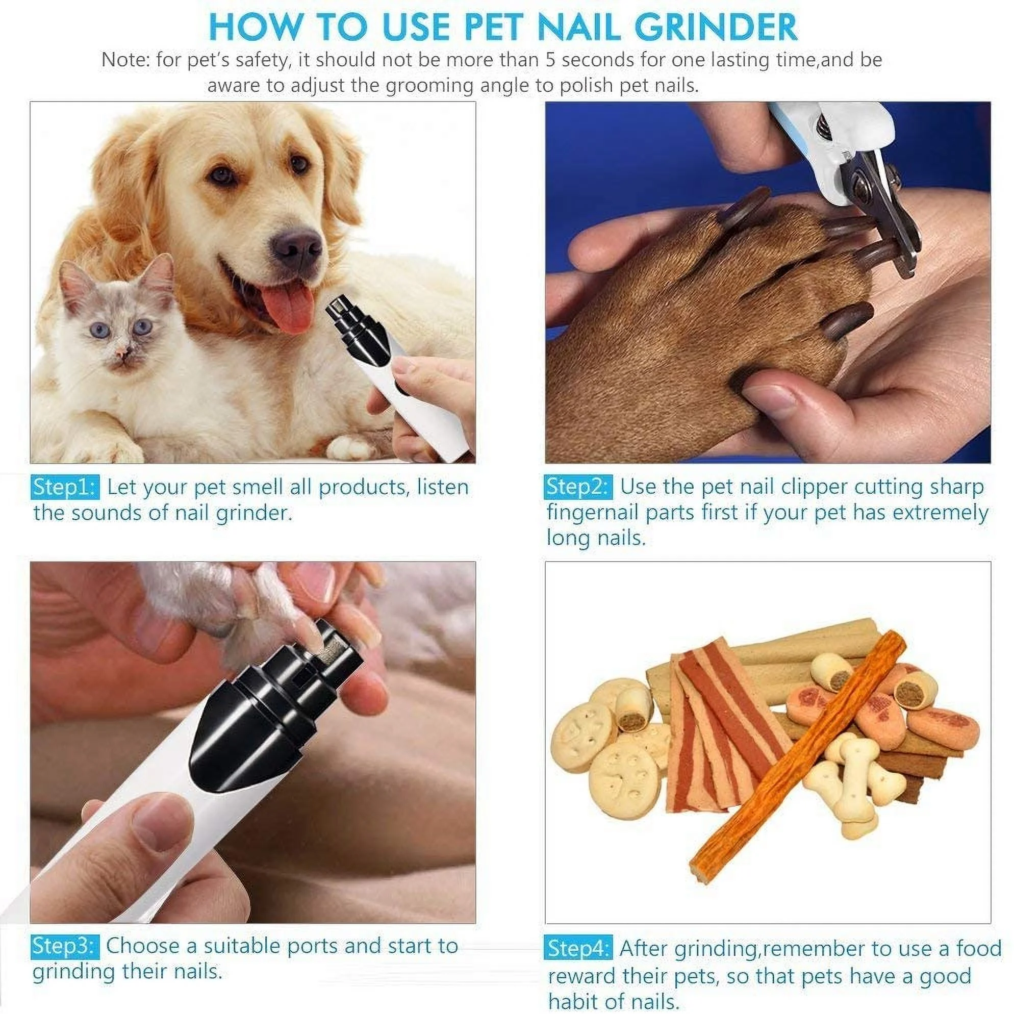Pet Dog Cat Nail Paws Grinder Trimmer Tool Grooming Care Clipper Electric Kit