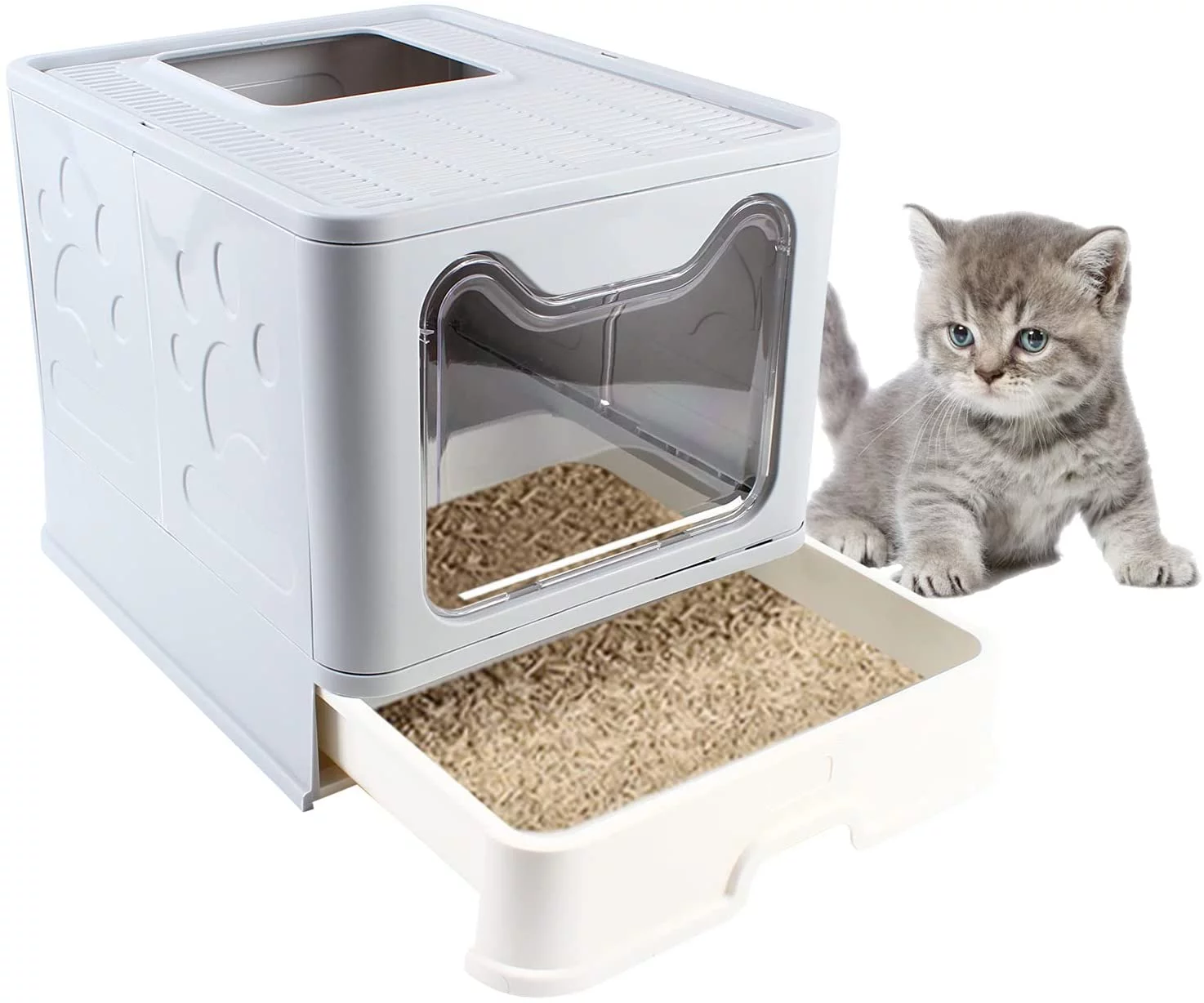 MIDUO Cat Litter Box Drawer Structure Pet Toilet Litter Tray +Cat Sand Shovel