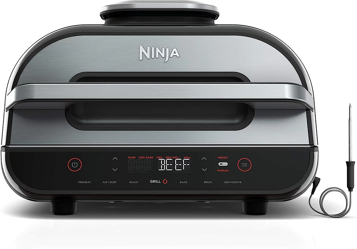 Open Box Ninja FG551 Foodi Smart XL 6-in-1 Grill And Air Fryer - Black/Silver