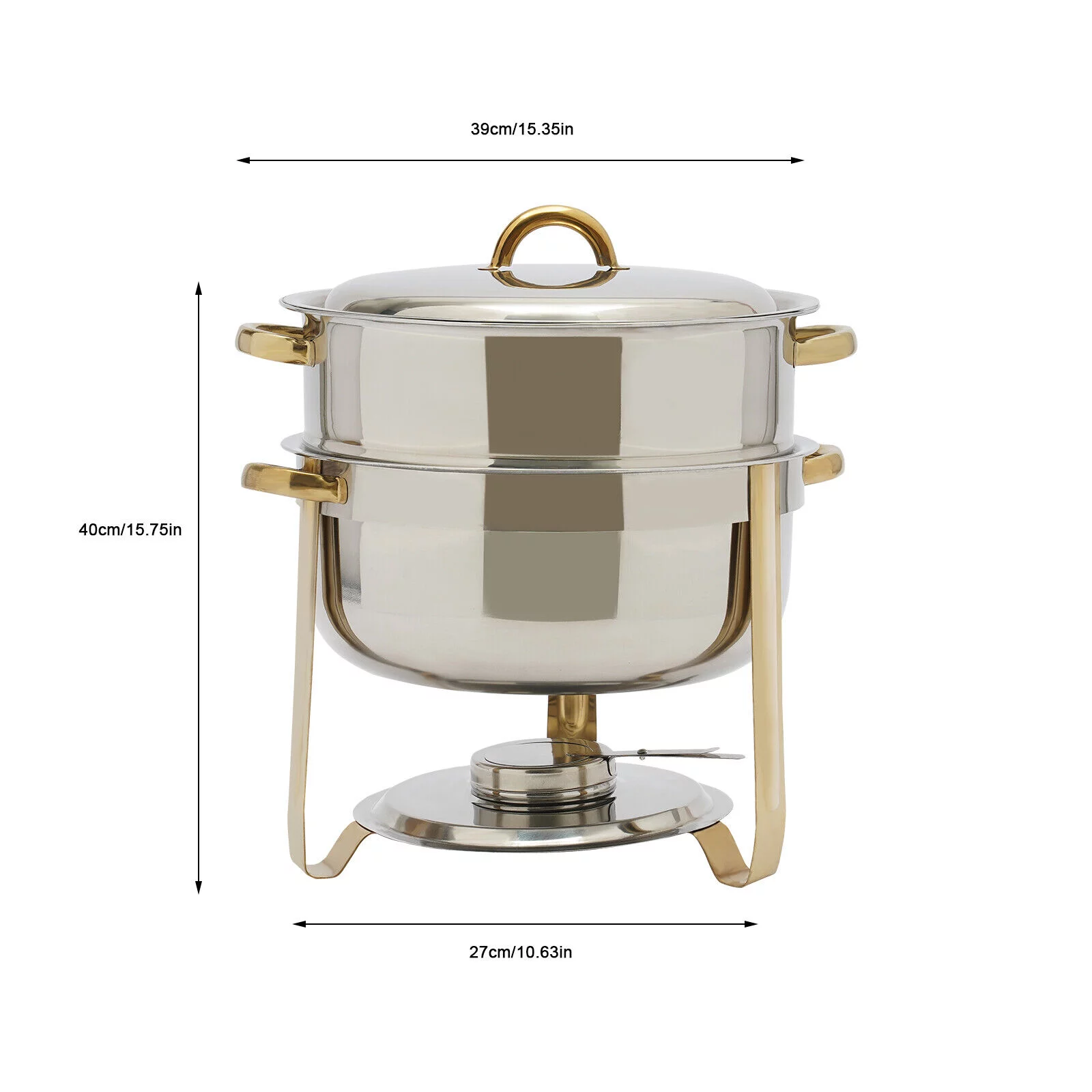 ZhdnBhnos 14.2 Qt. Round Food Chafer Catering Chafing Dish Stainless Steel Deep Soup Pot Buffet Food Warmer with Lid