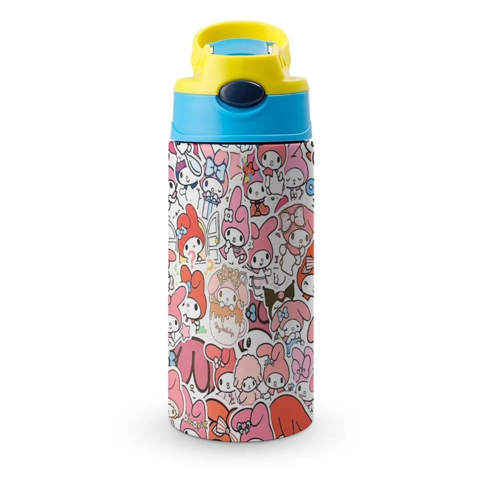 Rabbit My Melody Children's Water Bottle Vacuum Insulated Stainless Steel Cup With Straw Toddler Thermoses