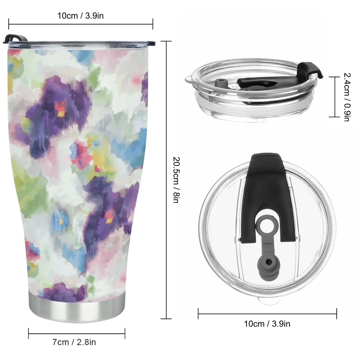 Hidove Stainless Steel Tumbler, Seamless Floral Pattern in Purple 30oz Leak Proof & Stainless Steel Bottle for Hot & Cold Drinks - Coffee Travel Mug, Water Metal Canteen, Thermal Cup